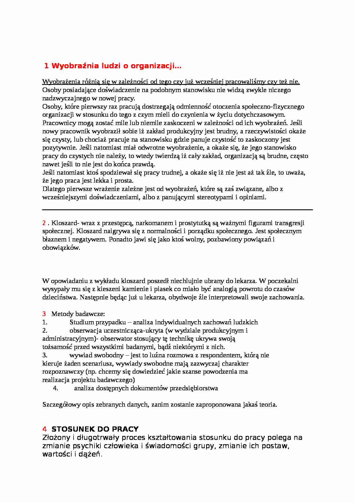 Zachowania organizacyjne -opracowane pytania na egzamin - strona 1