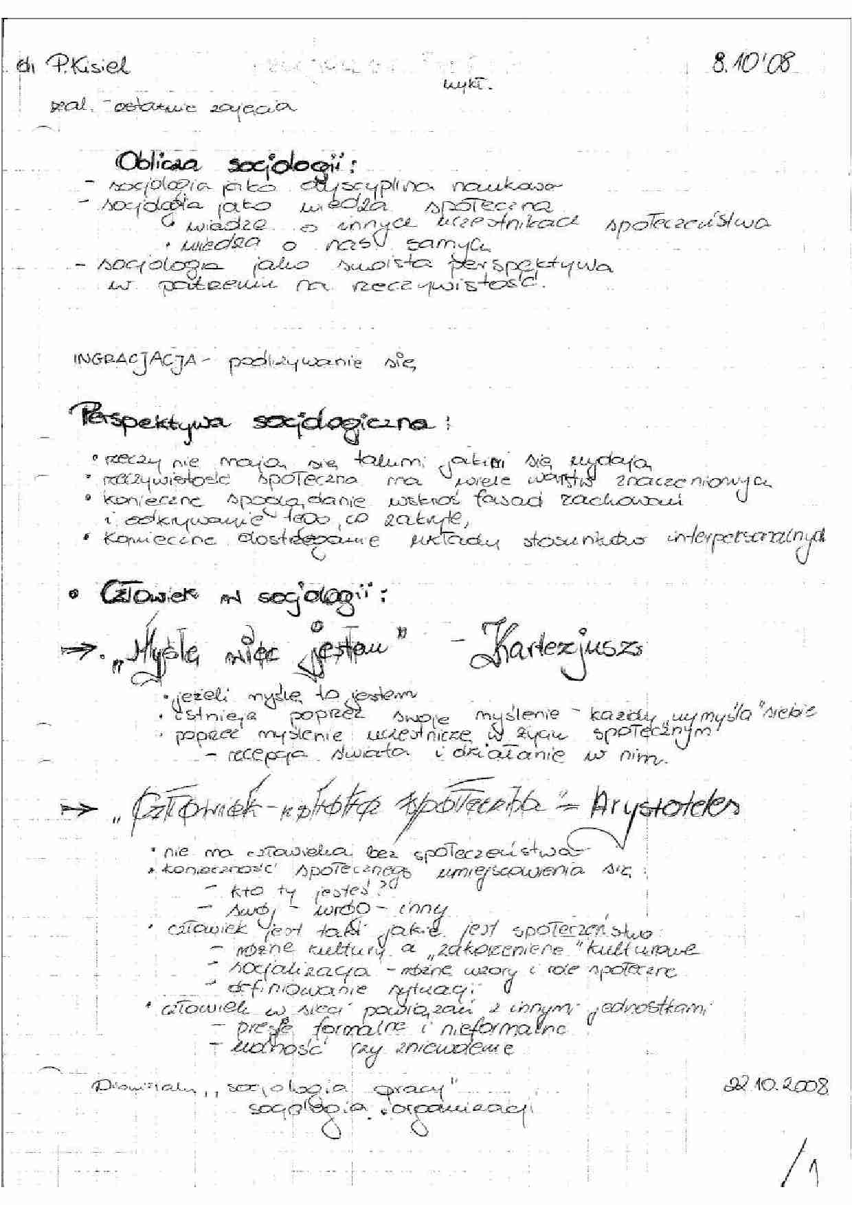 socjologia pracy - perspektywa socjologiczna, człowiek w socjologii, różnorodność świata społecznego - strona 1