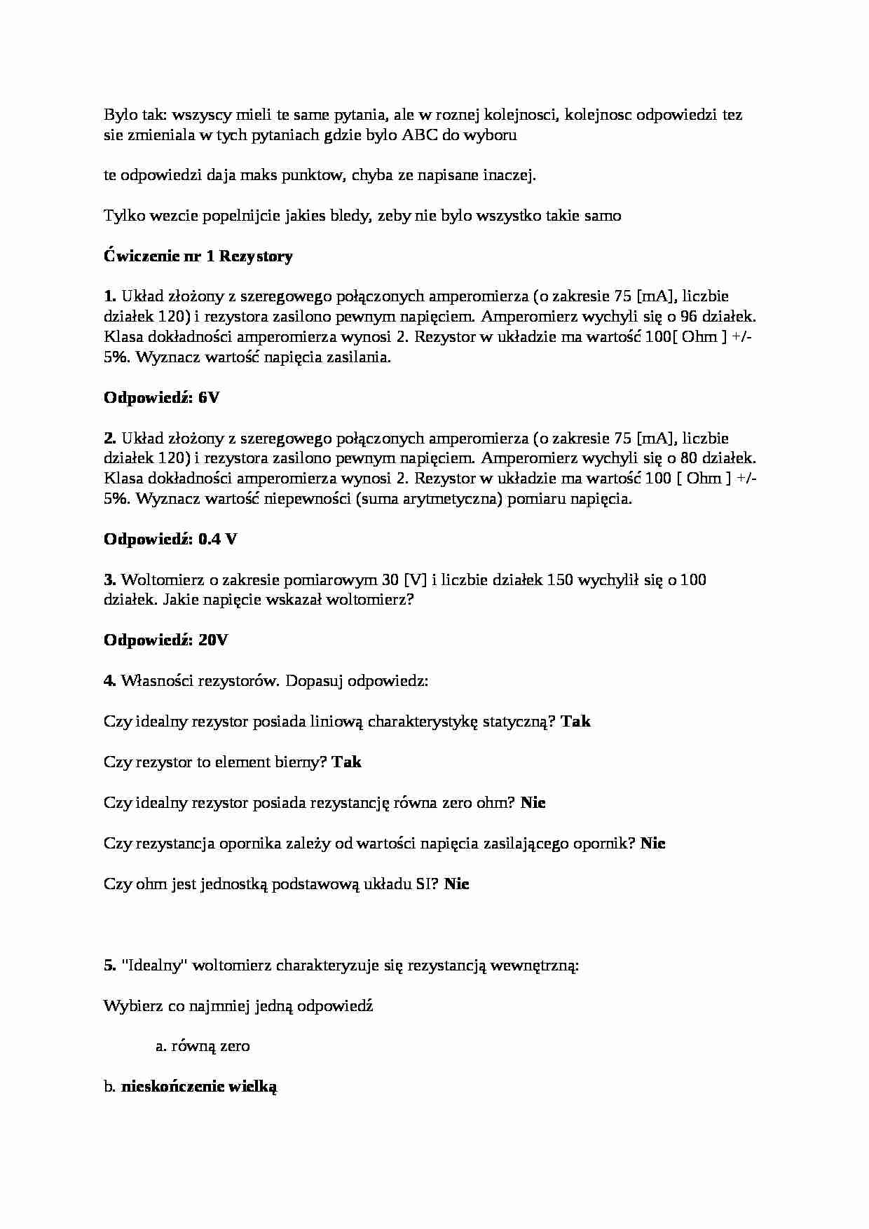Metrologia - quiz  - strona 1
