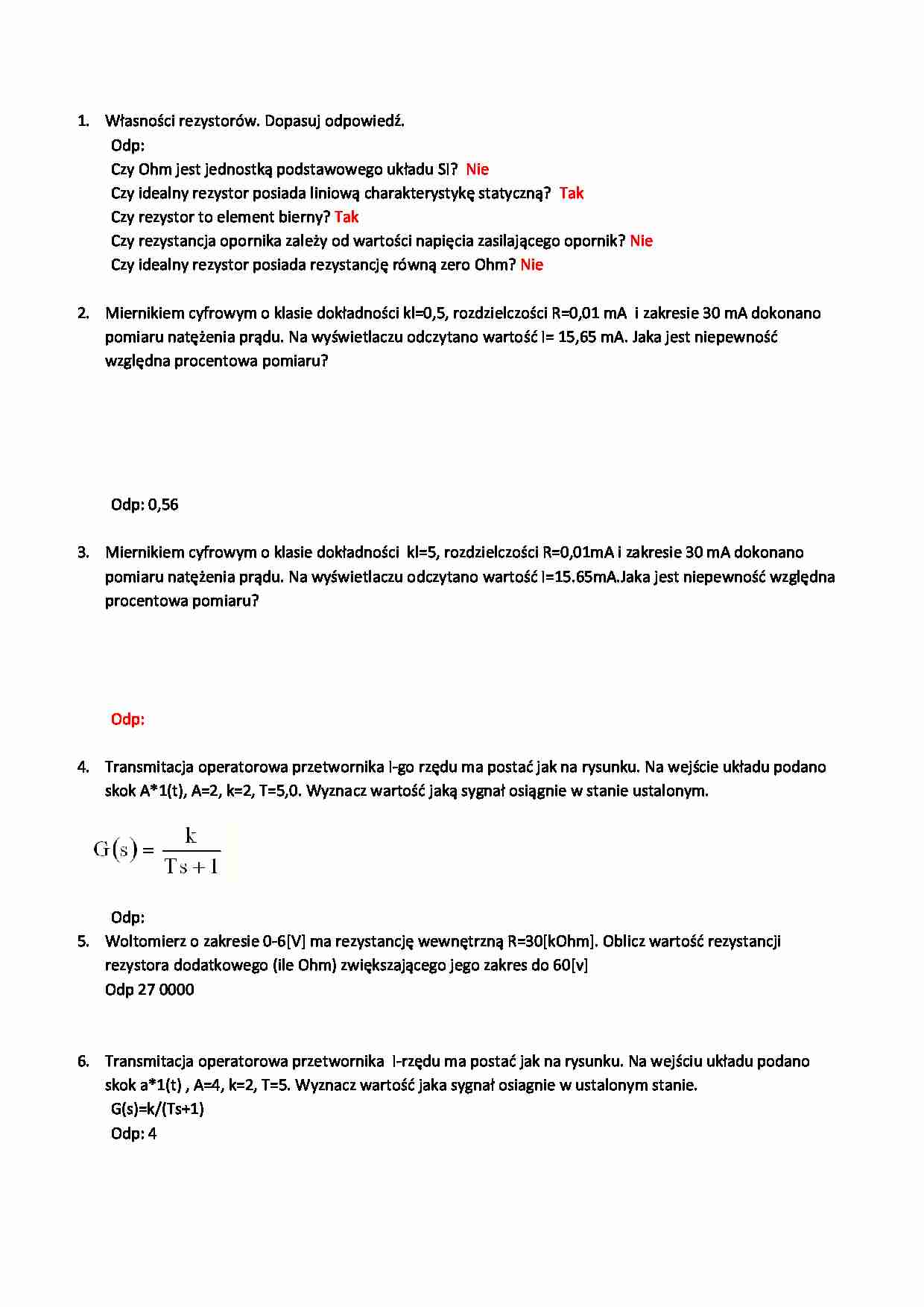 Metrologia - projekt - strona 1