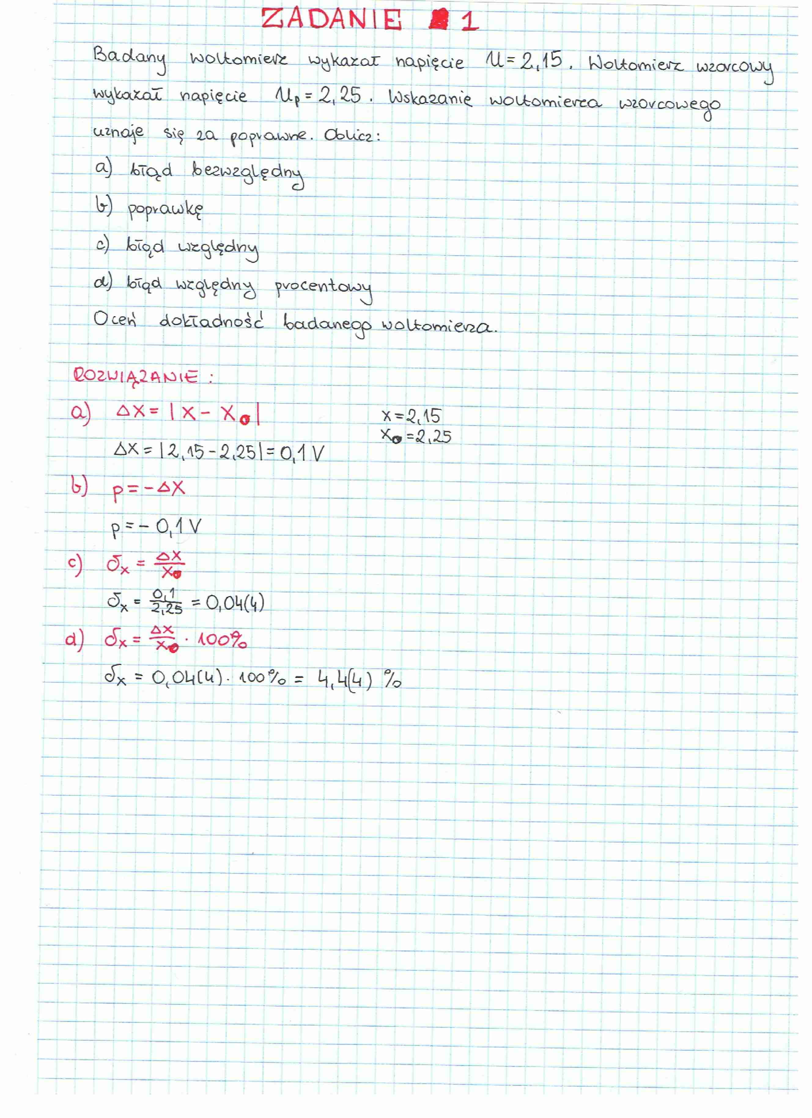 Metrologia - zadania kolos 1 - strona 1