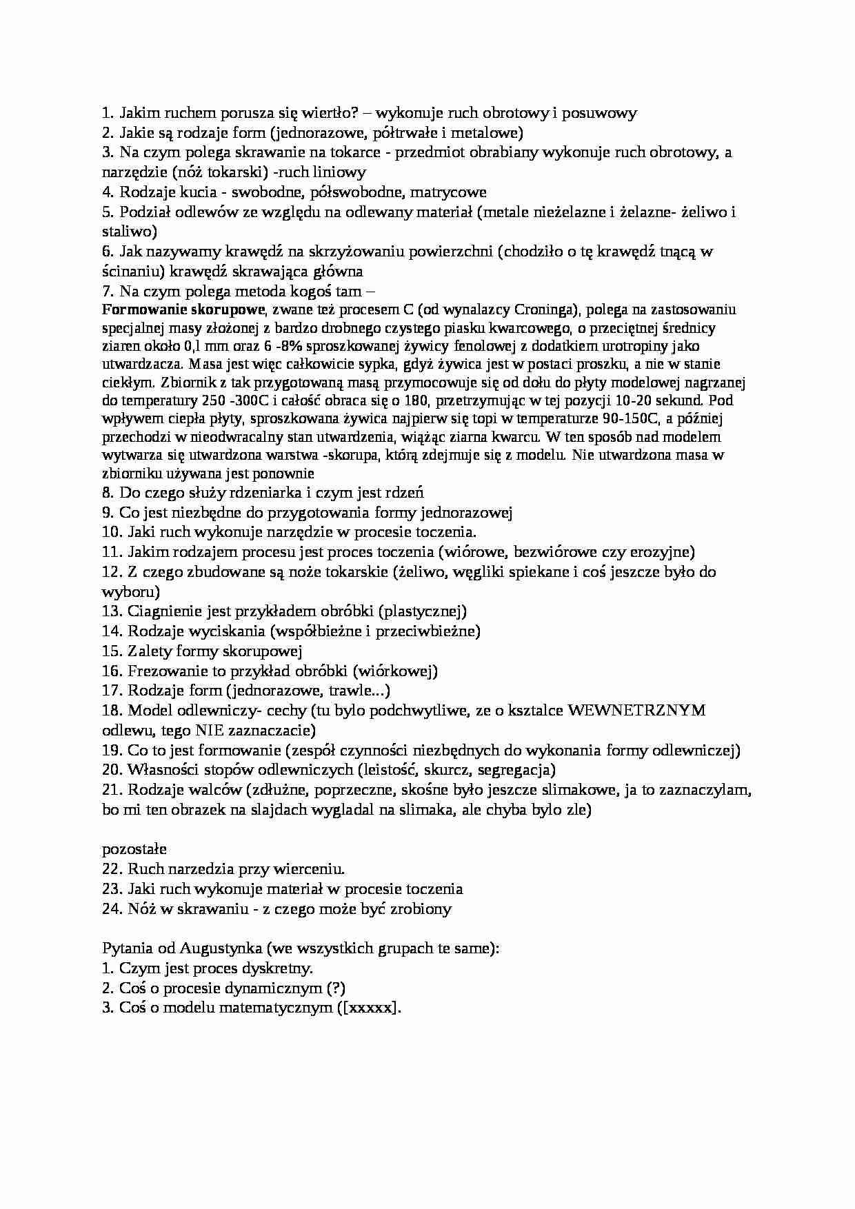 Procesy produkcyjne - pytania - strona 1