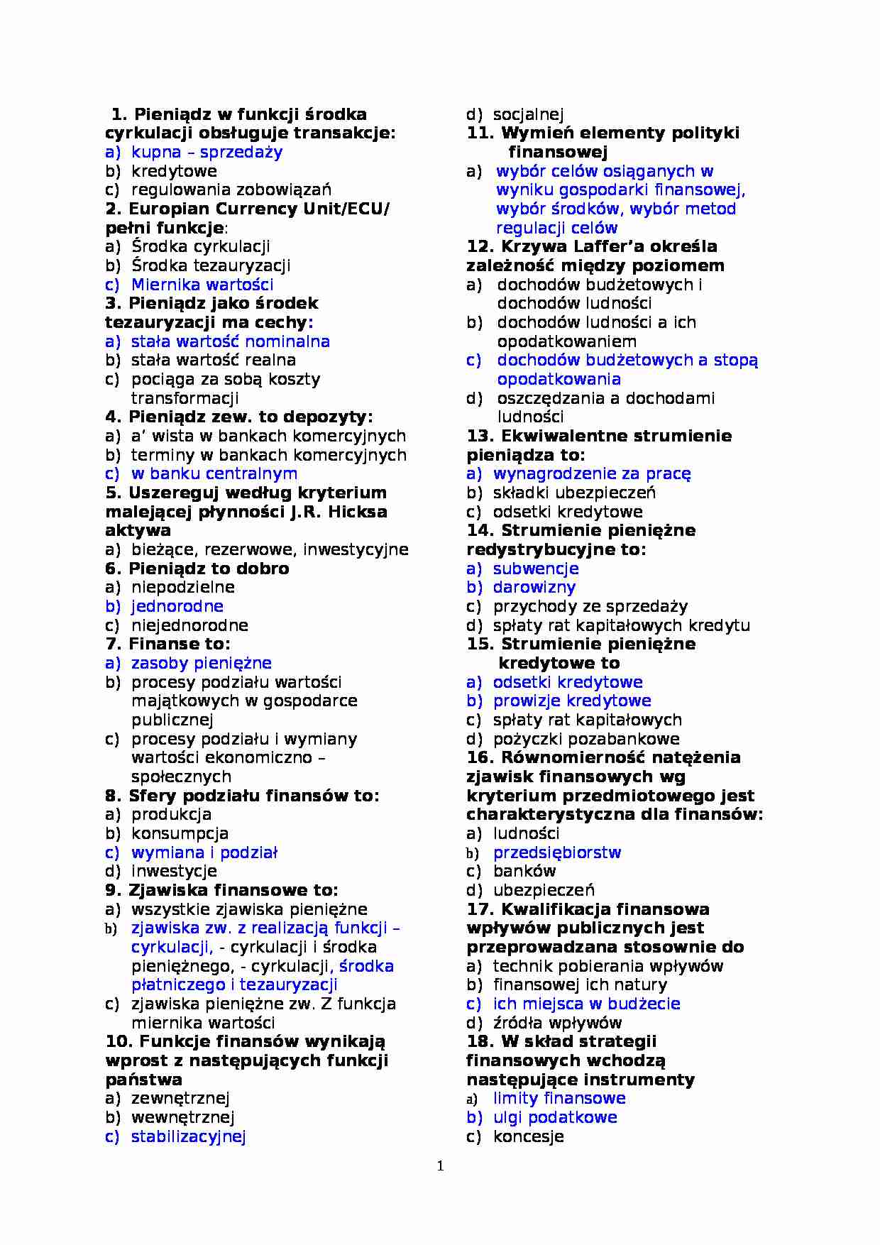 pytania testowe z finansów - strona 1