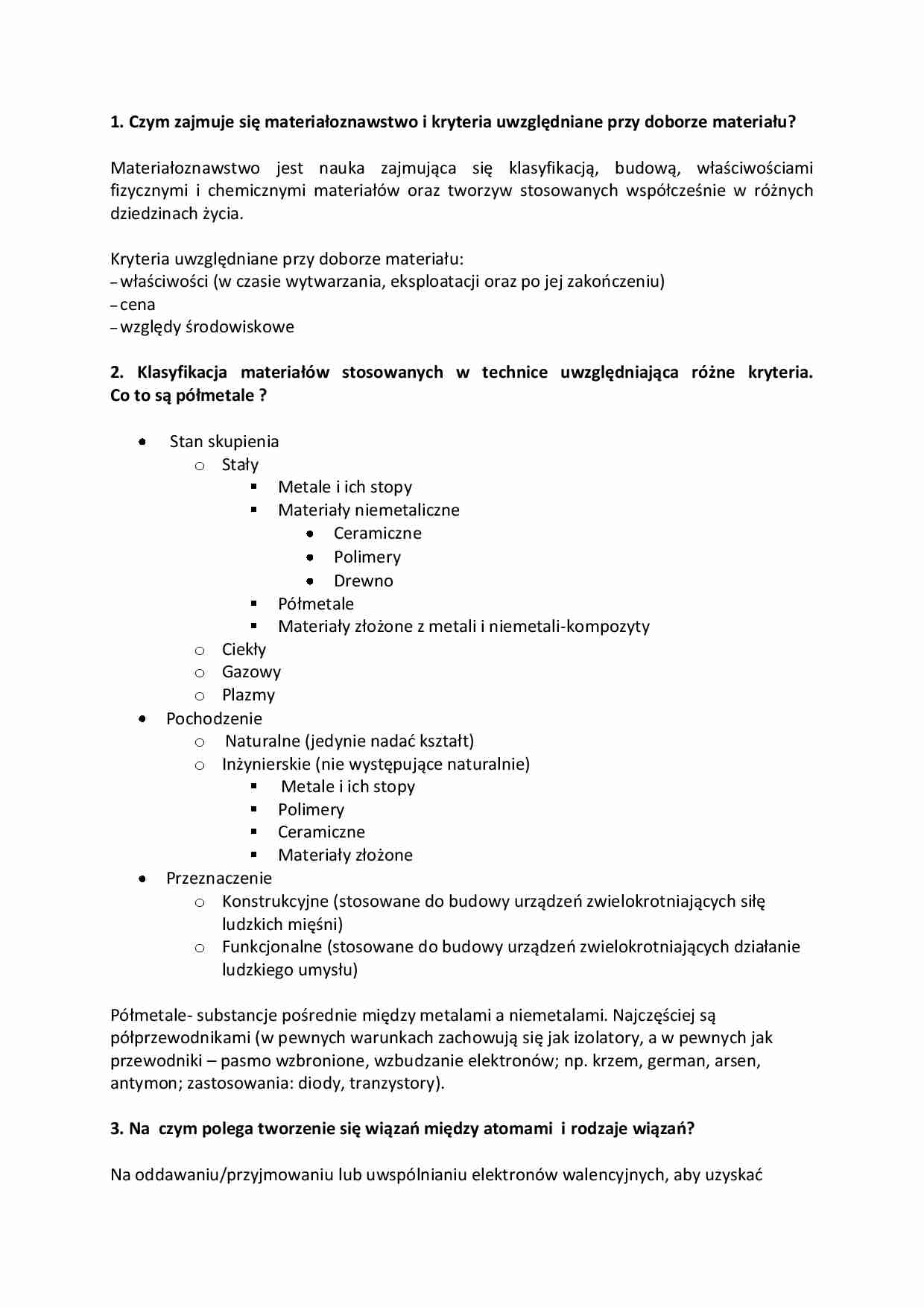 Materiałoznawstwo - pytania z odpowiedziami - strona 1