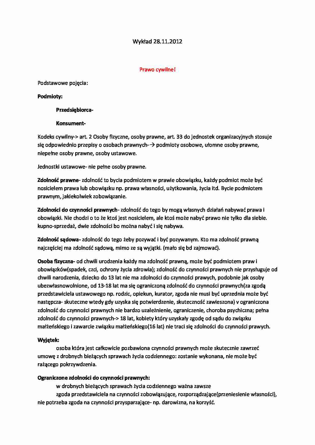 prawo wykład notatki - strona 1