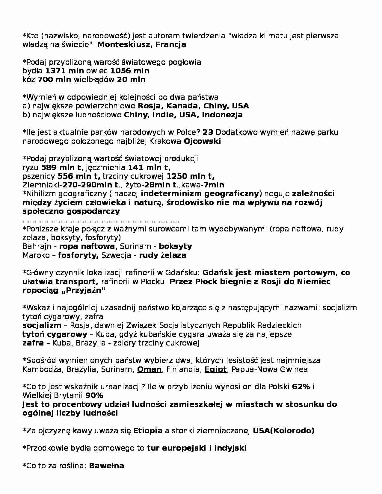 Geografia pytania i odpowiedzi - strona 1