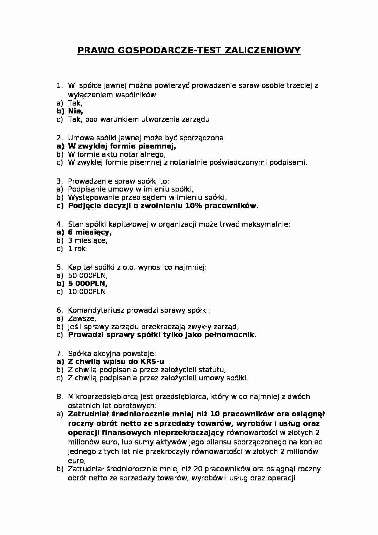 Prawo gospodarcze - kolokwium - strona 1