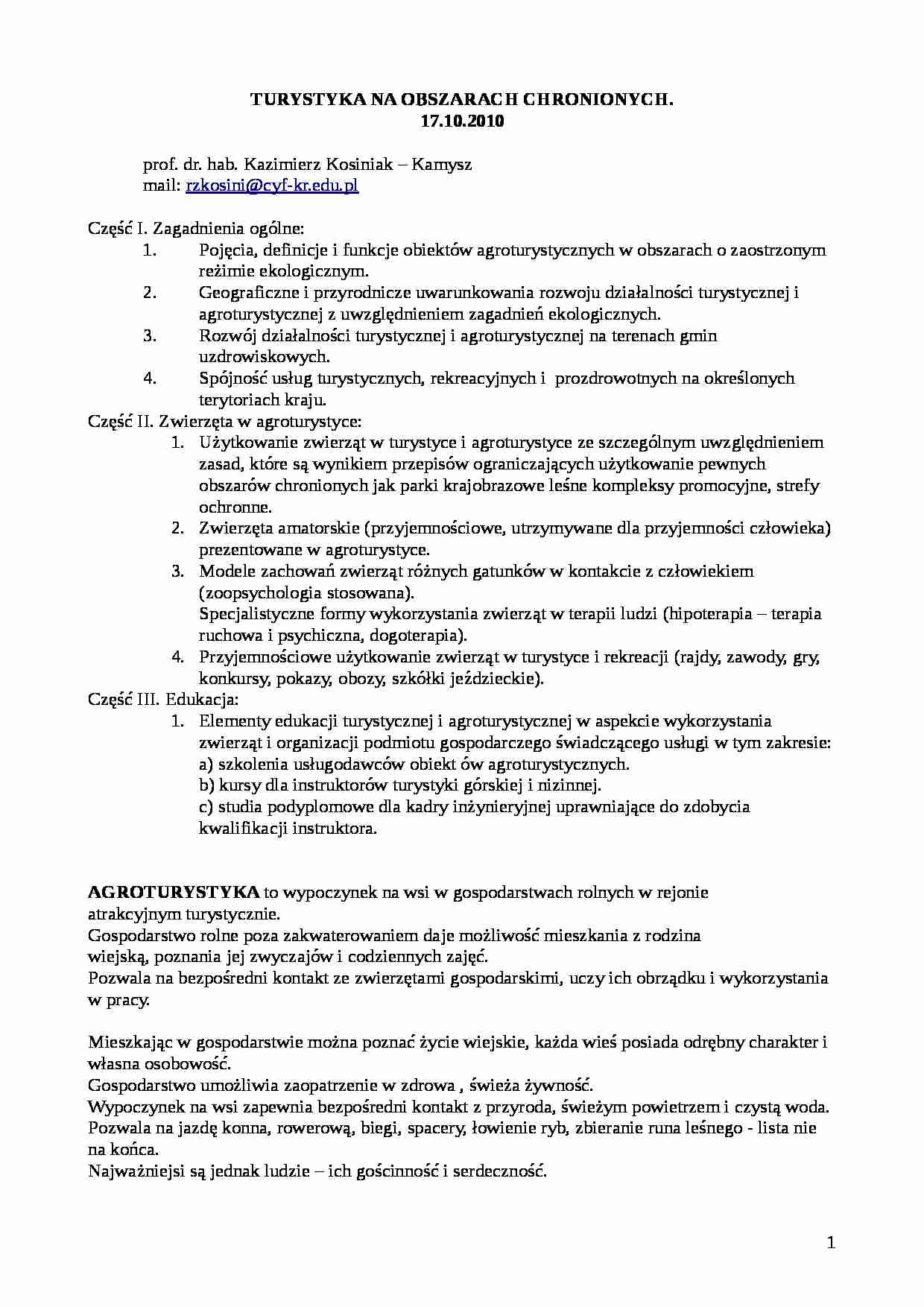 Turystyka na obszarach chronionych - wyklady - strona 1