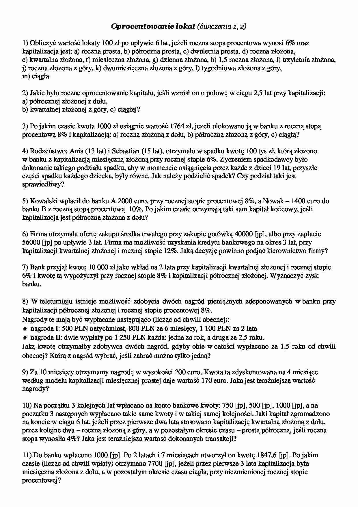 2. Oprocentowanie lokat - strona 1