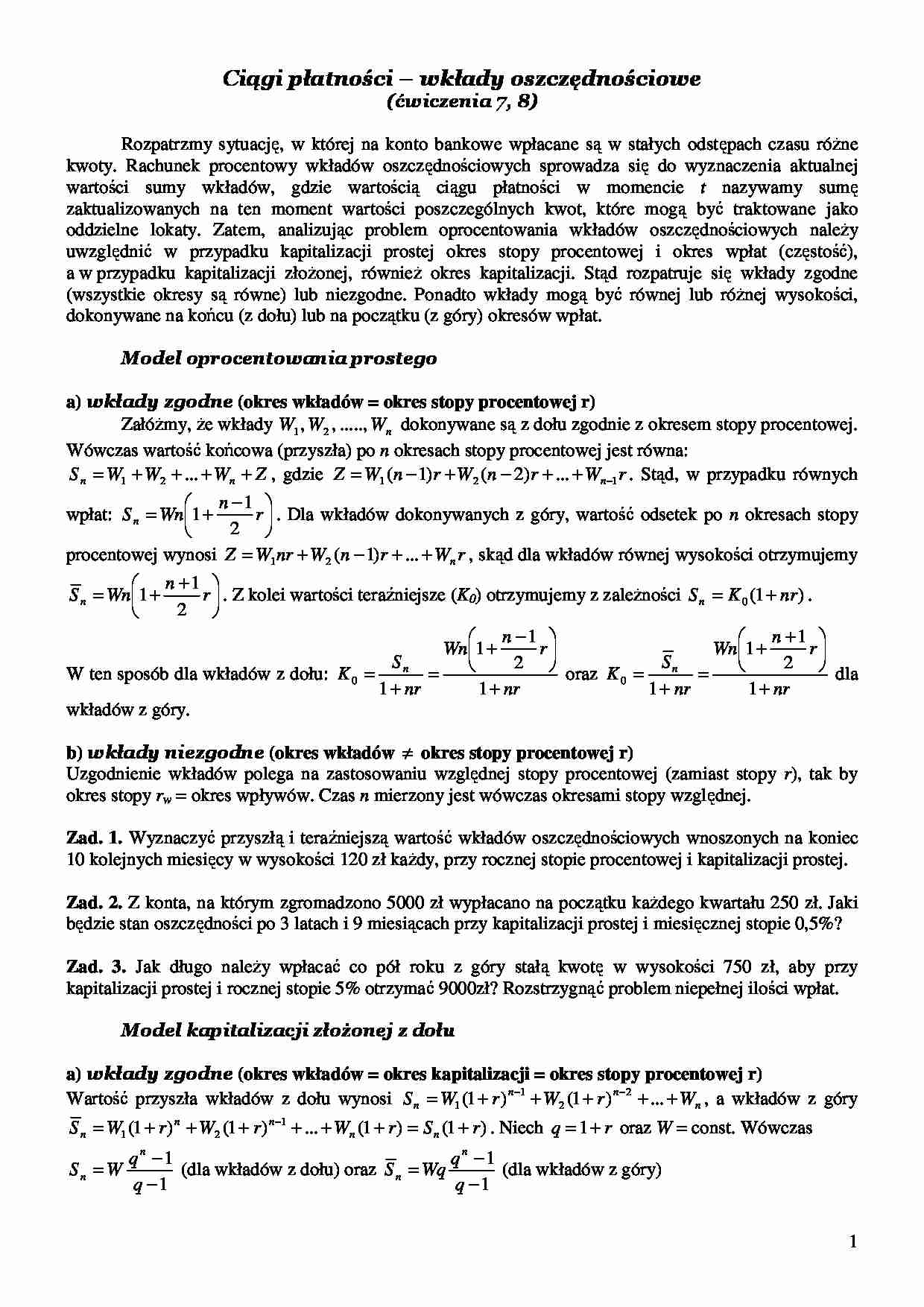 7,8. Wklady Oszczędnościowe - strona 1