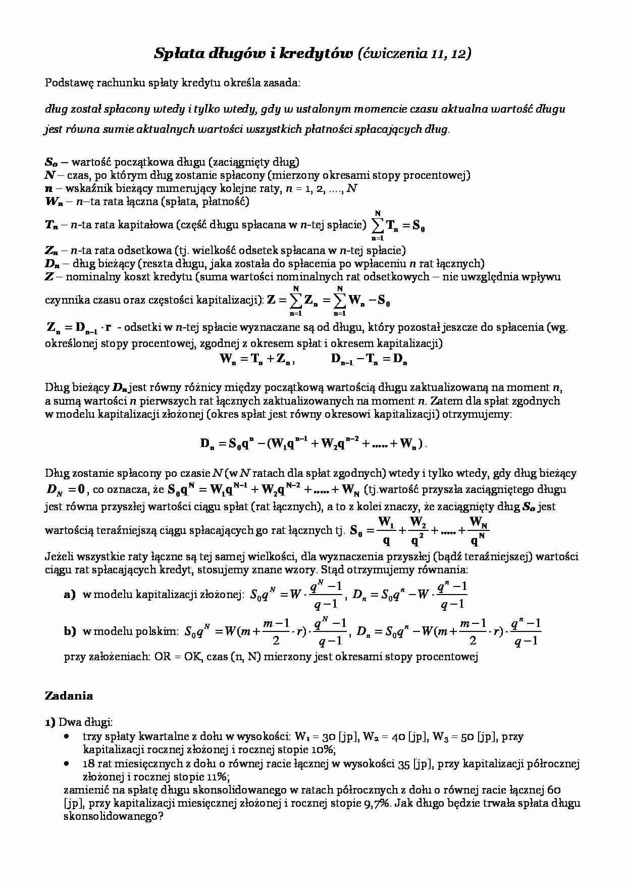 11,12. Spłata kredytów - strona 1