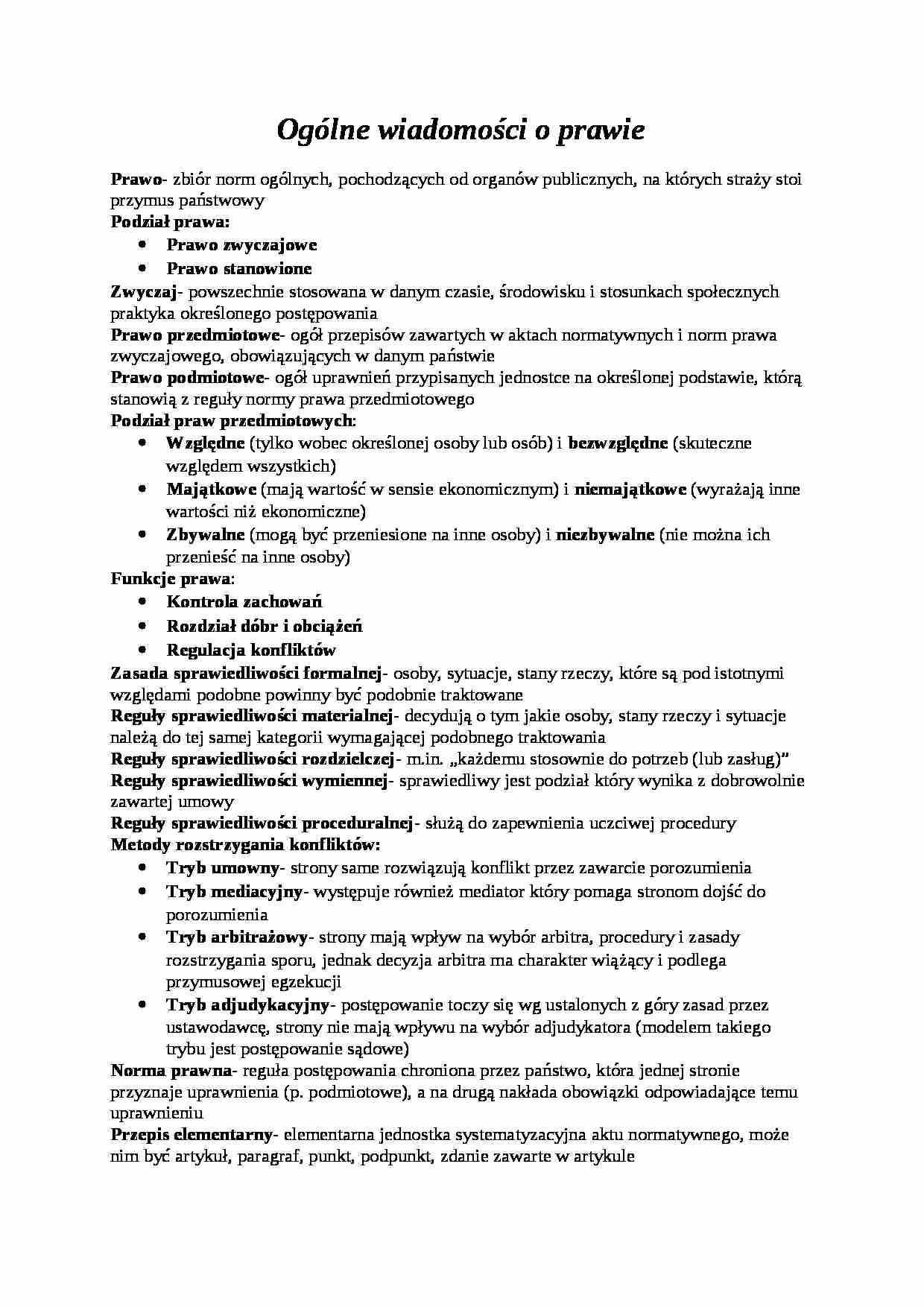 Ogólne wiadomości o prawie - strona 1