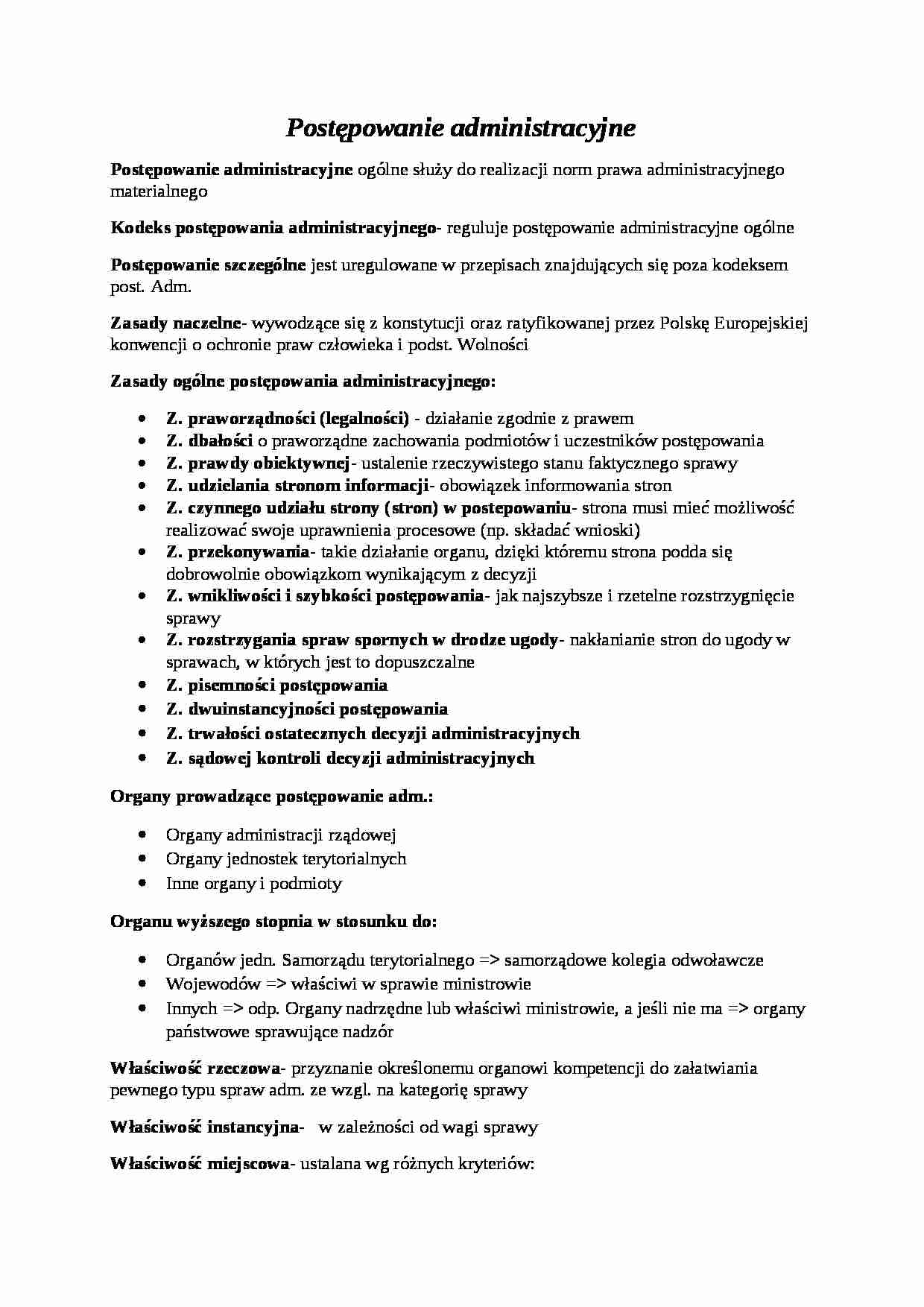 Postępowanie administracyjne - Właściwość rzeczowa - strona 1