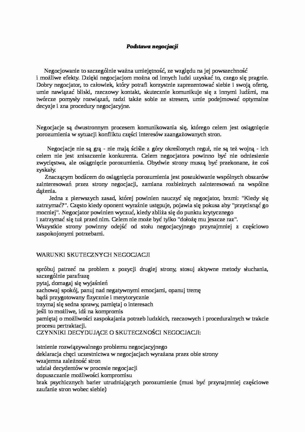 postawy negocjacji - strona 1