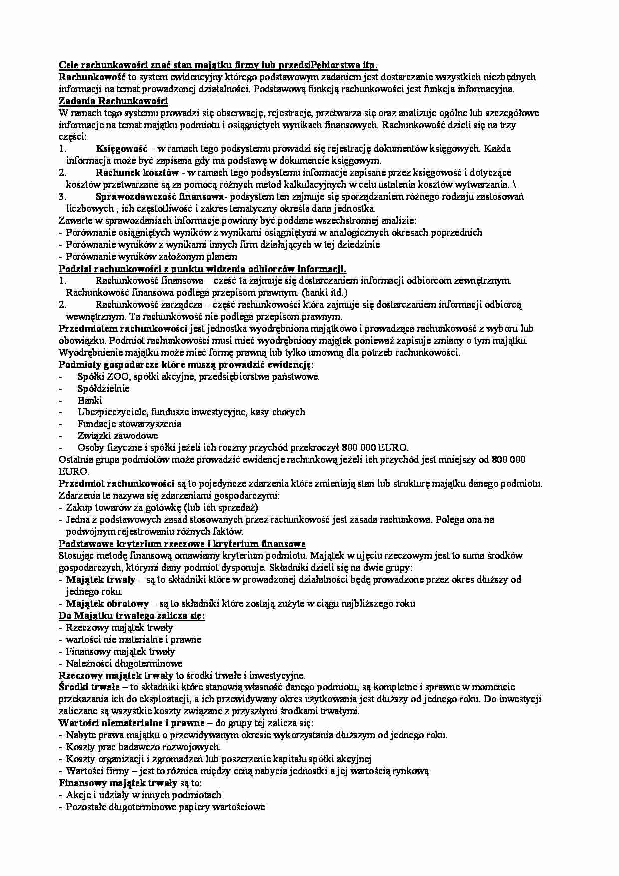 Rachunkowość - definicje i pojęcia - strona 1