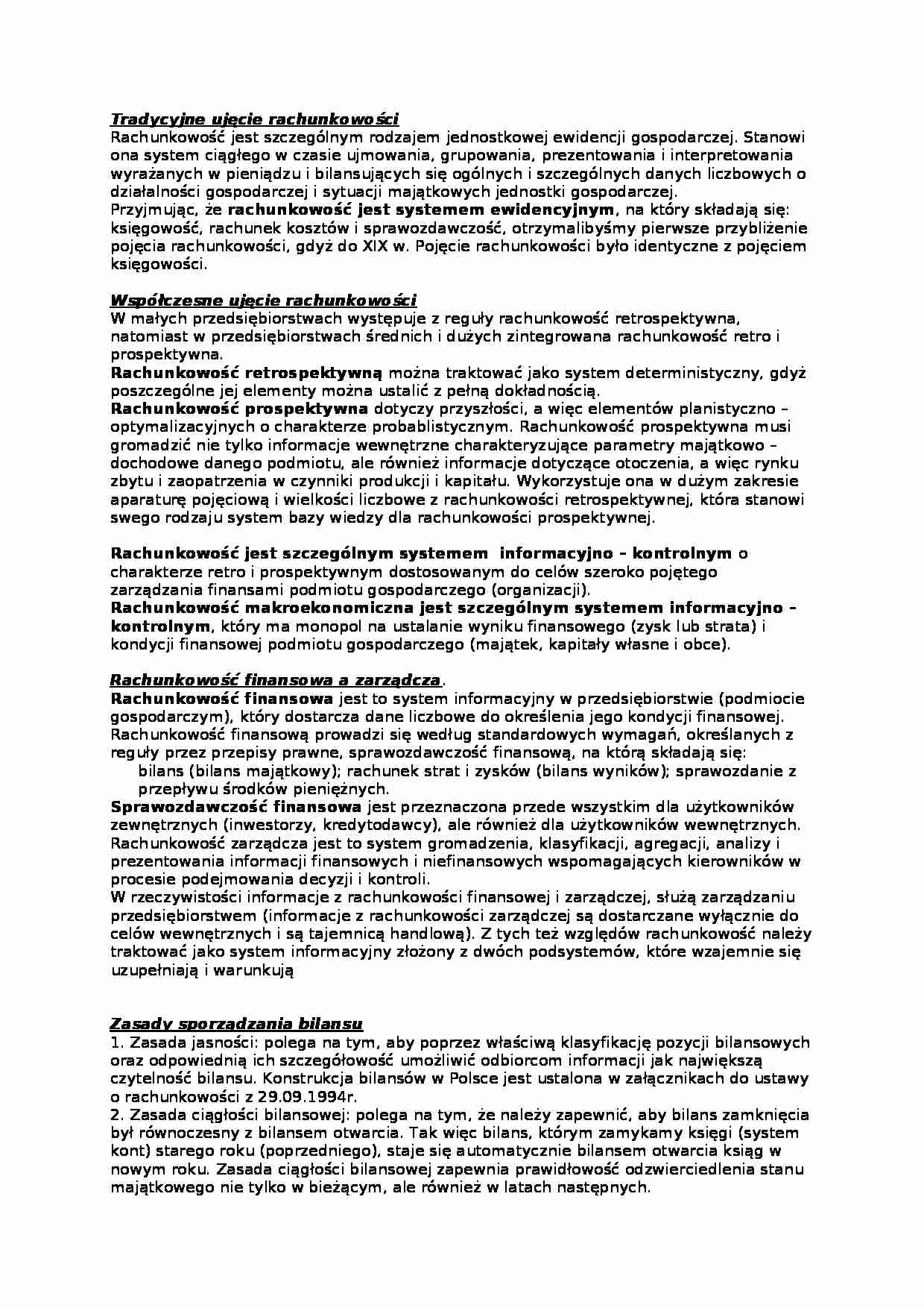 Rachunkowość - zasady i definicje - strona 1