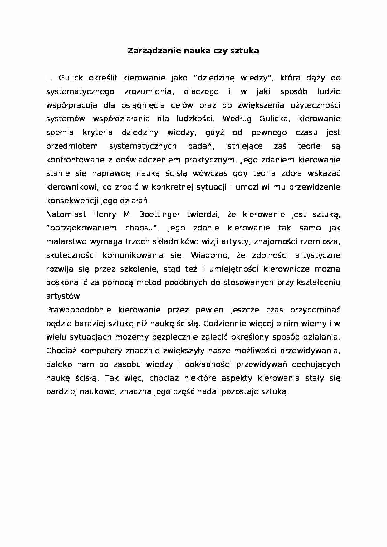 Zarządzanie - nauka czy sztuka - strona 1