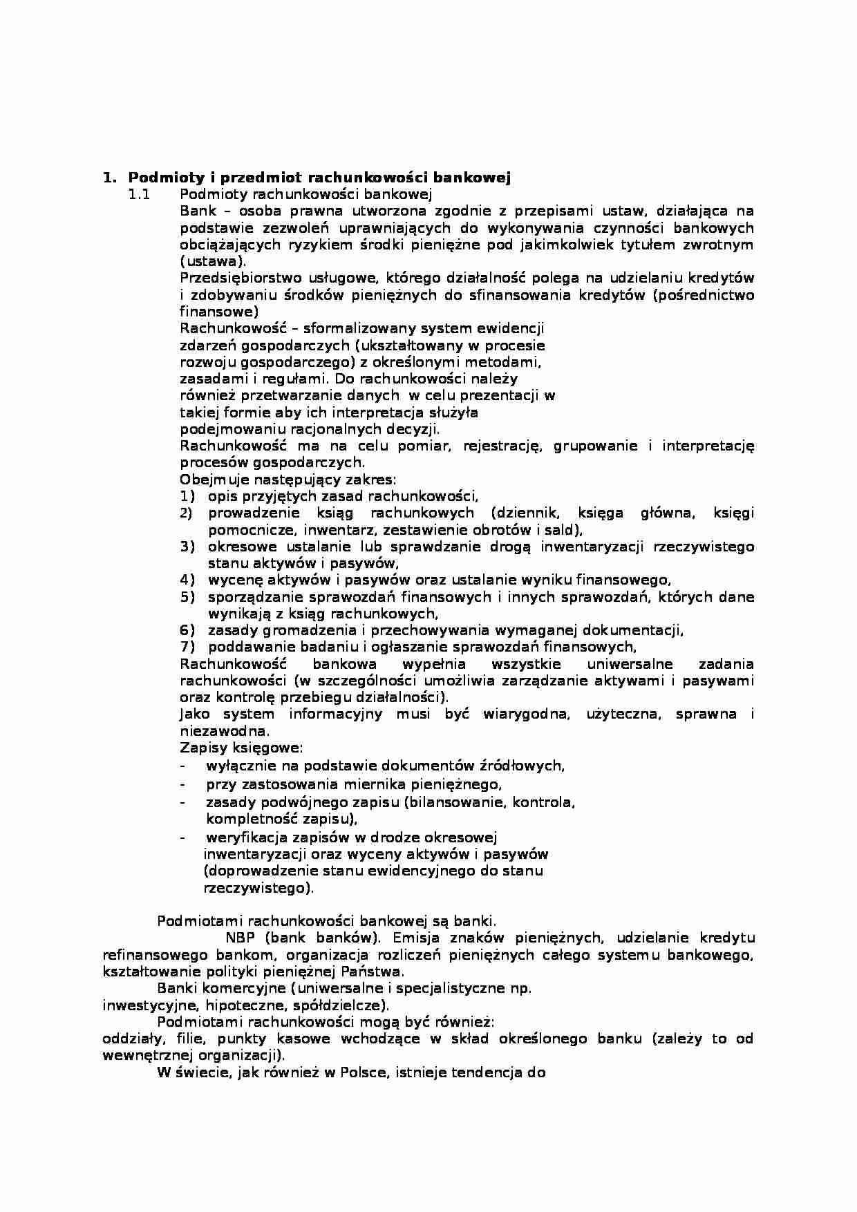 Rachunkowość bankowa 1 - strona 1