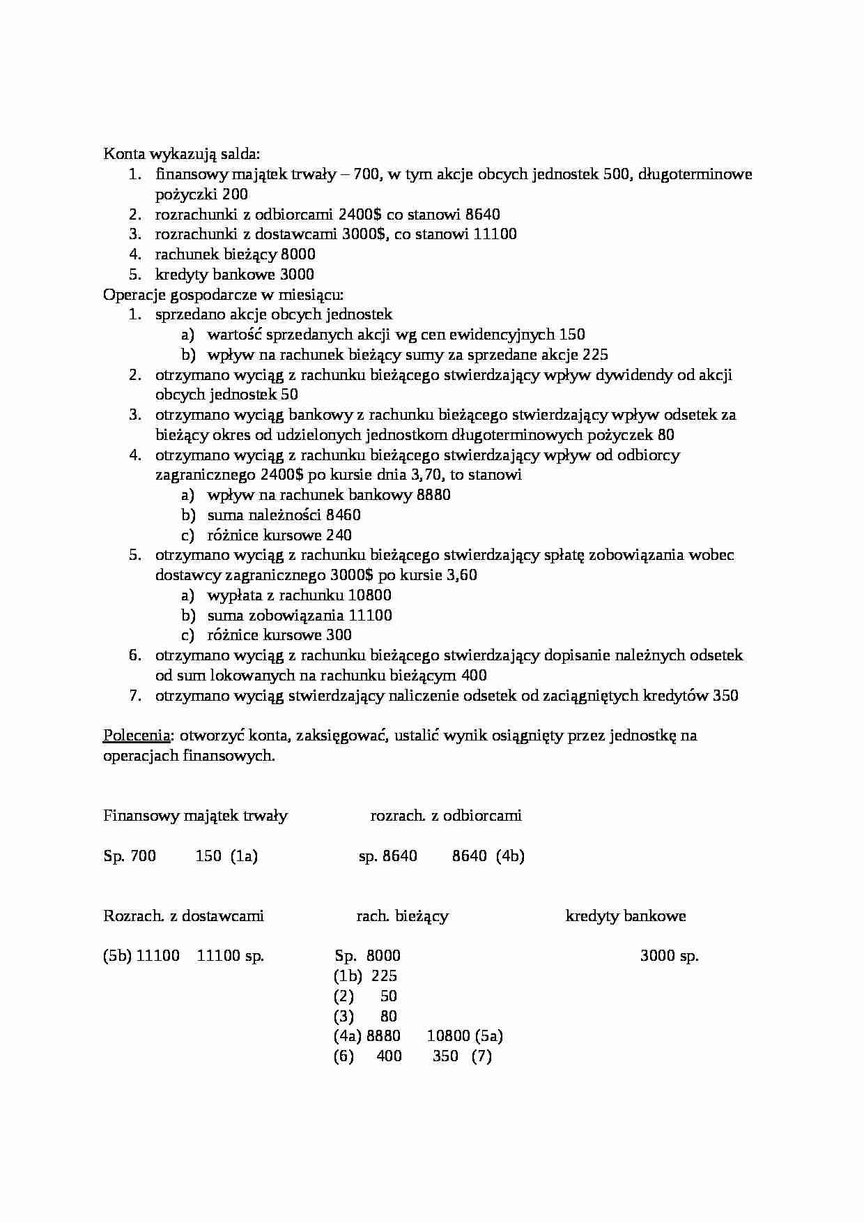 Rachunkowość - zadania - Dzień bilansowy - strona 1