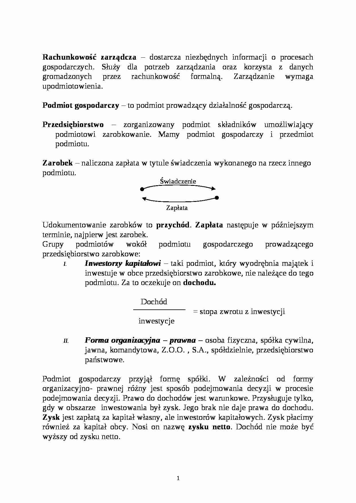 Rachunkowość zarządcza (21 stron) - strona 1