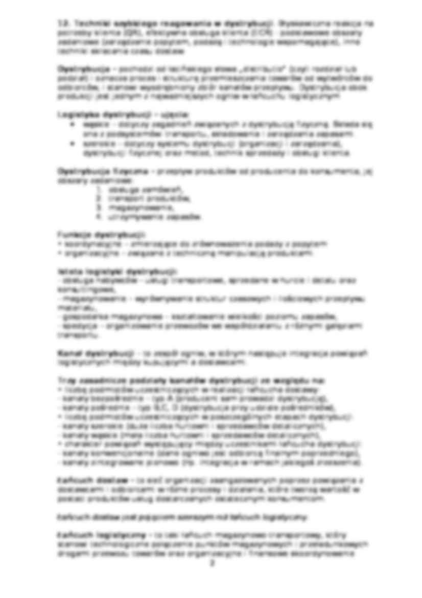 Logistyka dystrybucji - notatki od Kempny - strona 2