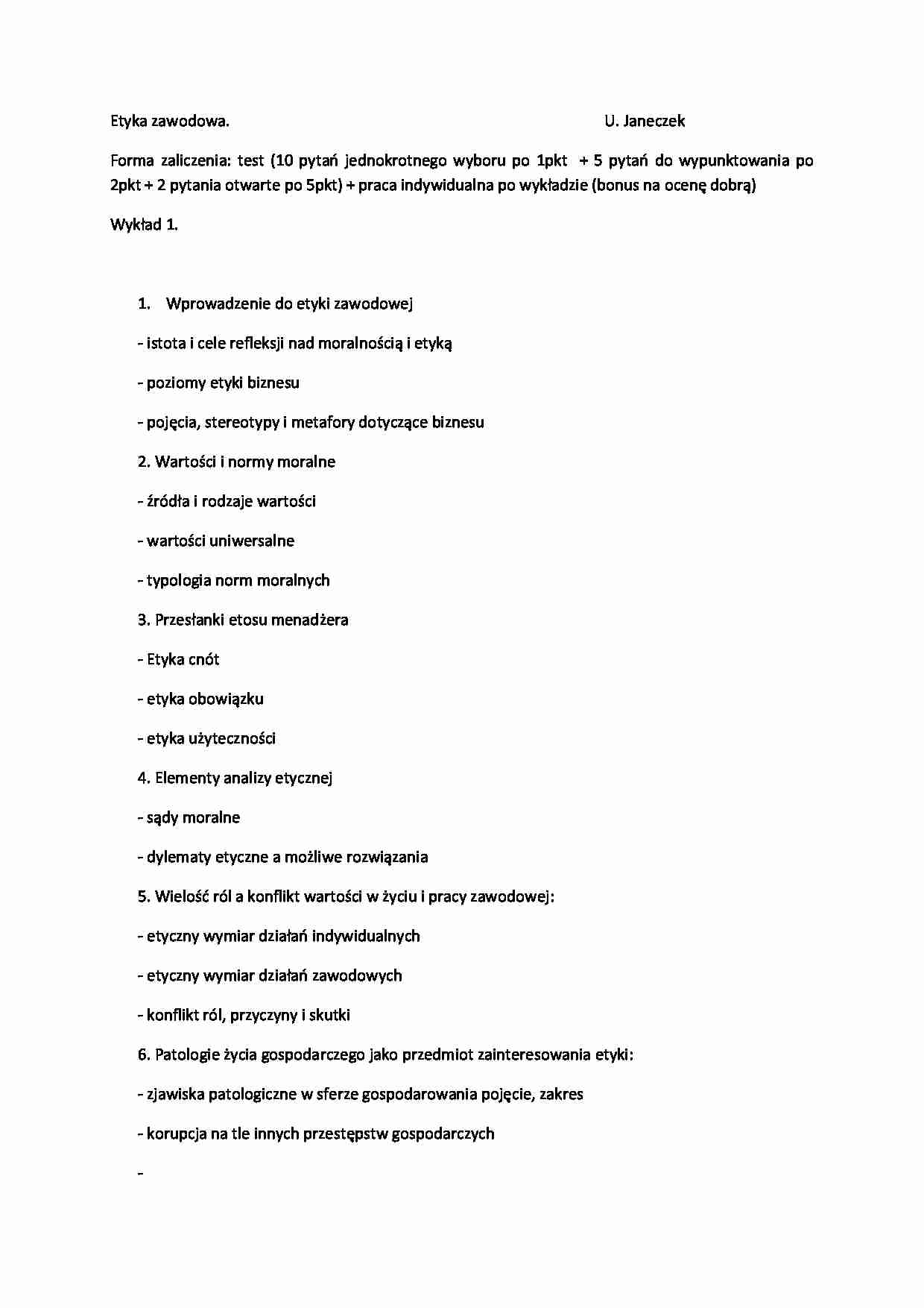 Etyka zawodowa UE Katowice - strona 1