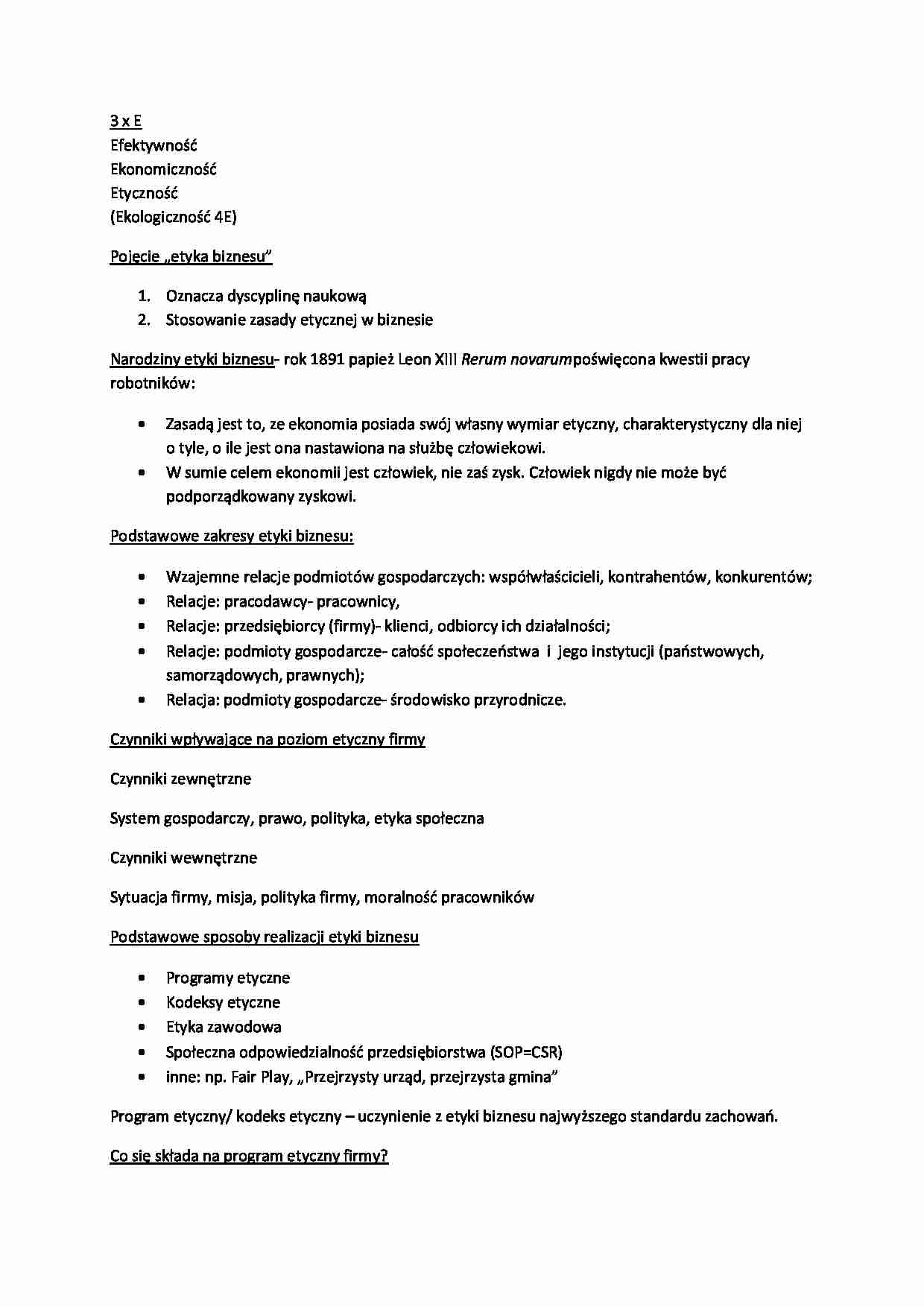 Etyka biznesu - Podstawowe zakresy etyki biznesu - strona 1