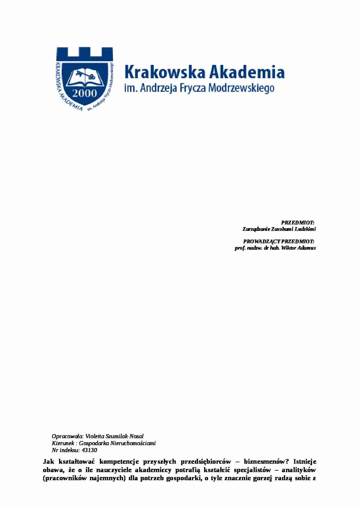 Zarządzanie zasobami ludzkimi - strona 1