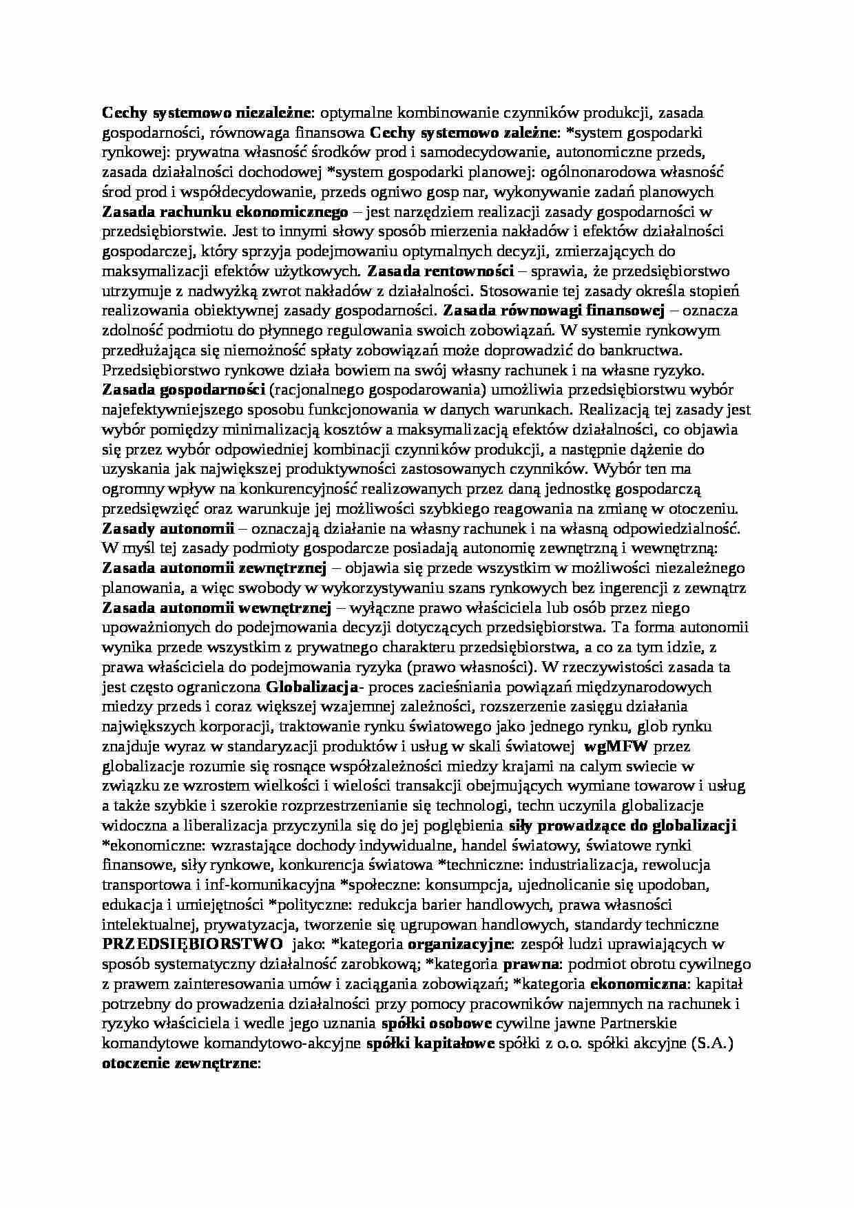 Ekonomika - definicje na egzamin - strona 1