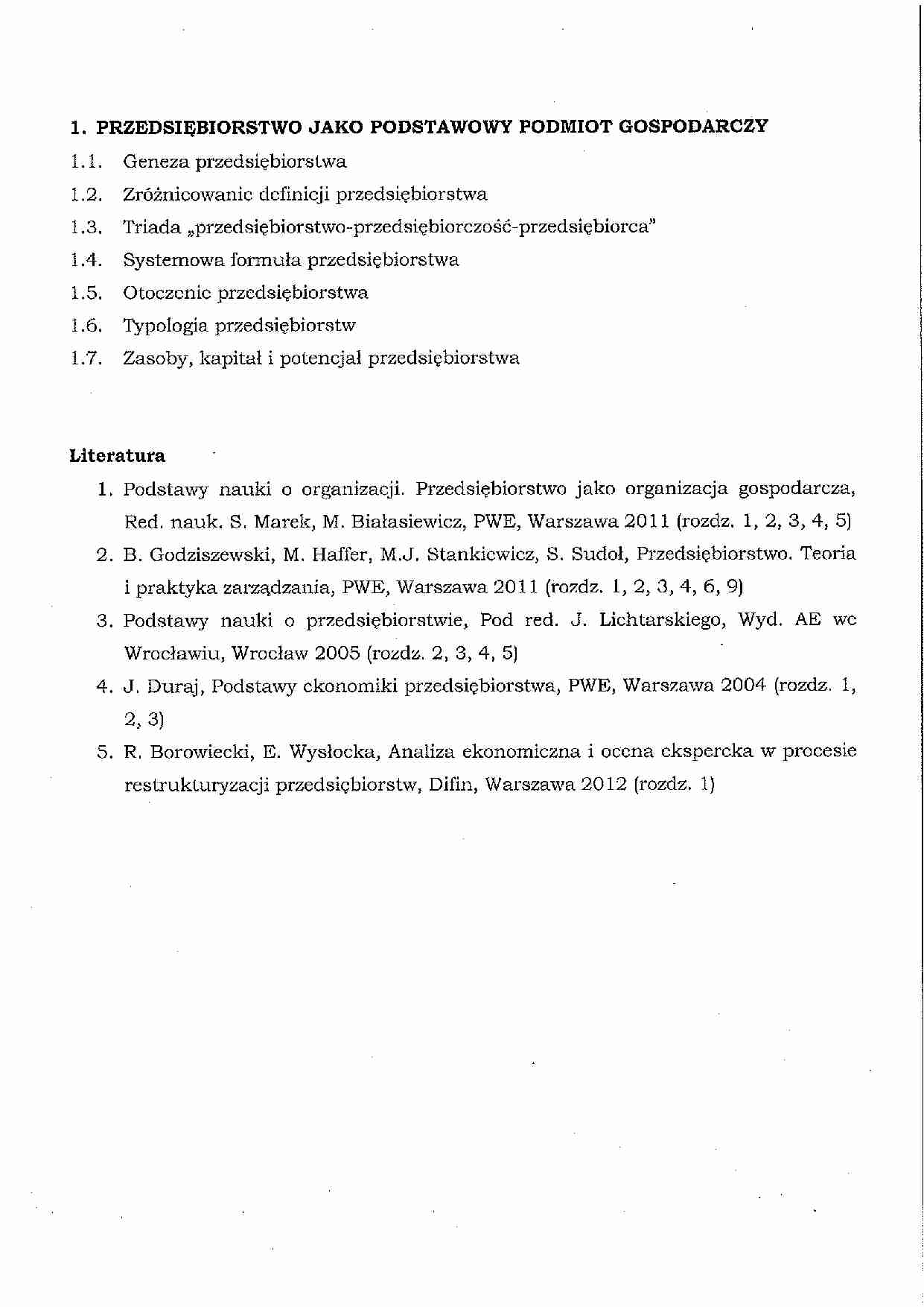 Ekonomika i organizacja przedsiębiorstw- opracowanie - strona 1