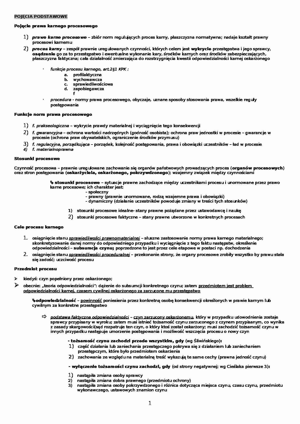 Postępowanie karne - skrypt - strona 1