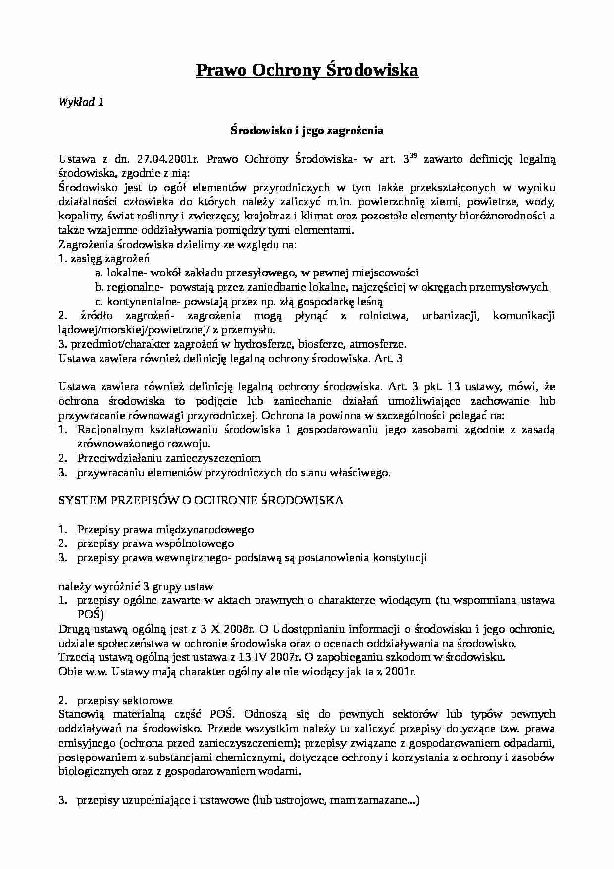 Prawo ochrony środowiska - omówienie - strona 1