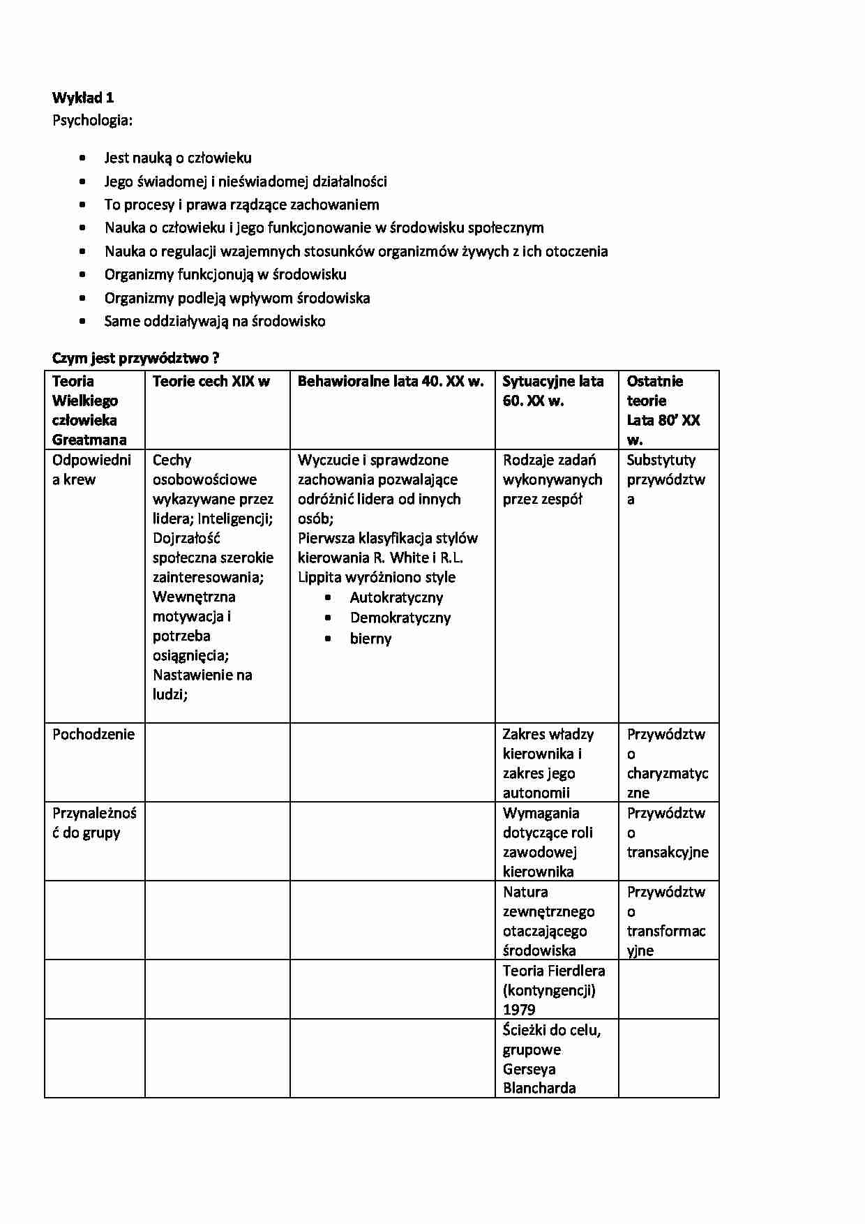 Psychologia wykłady - Przywództwo - strona 1
