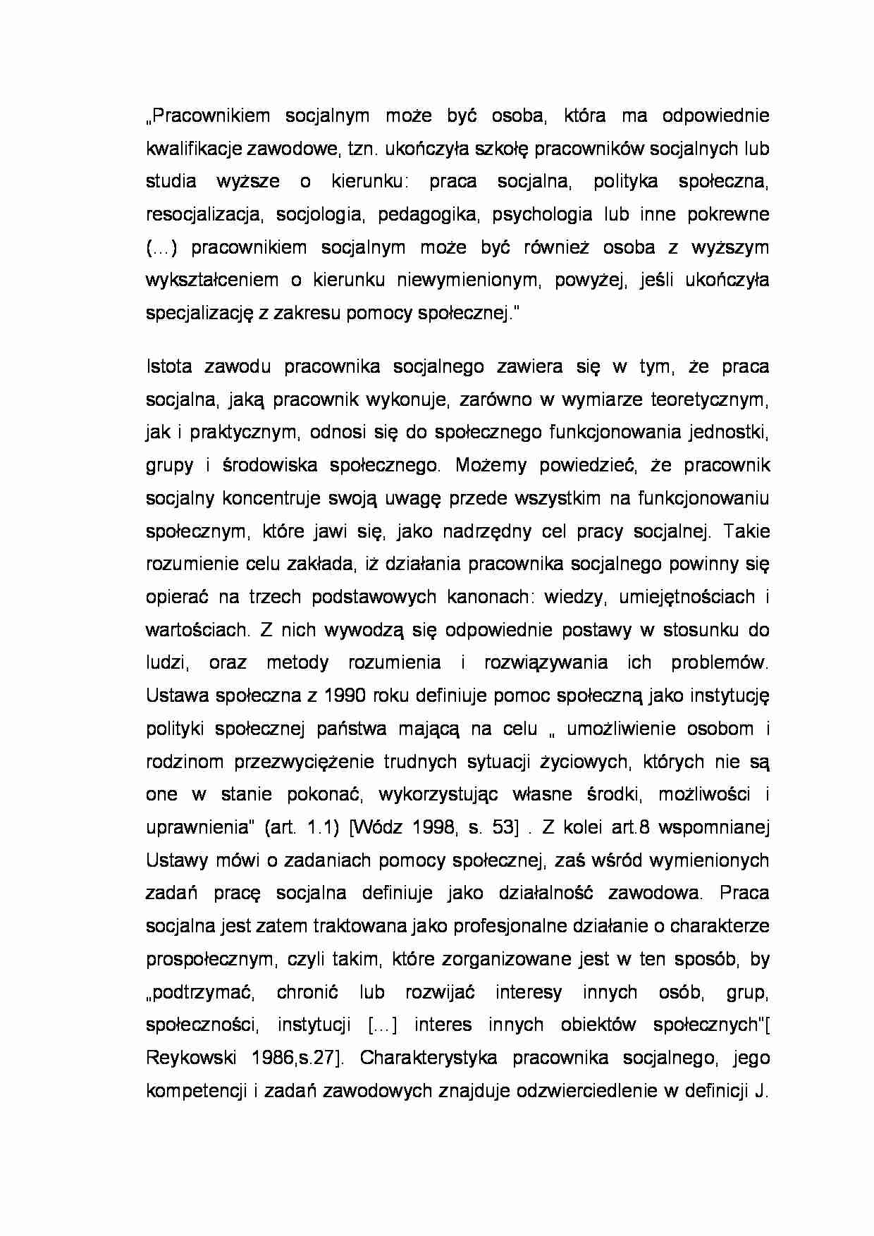 Rola pracowników socjalnych - strona 1