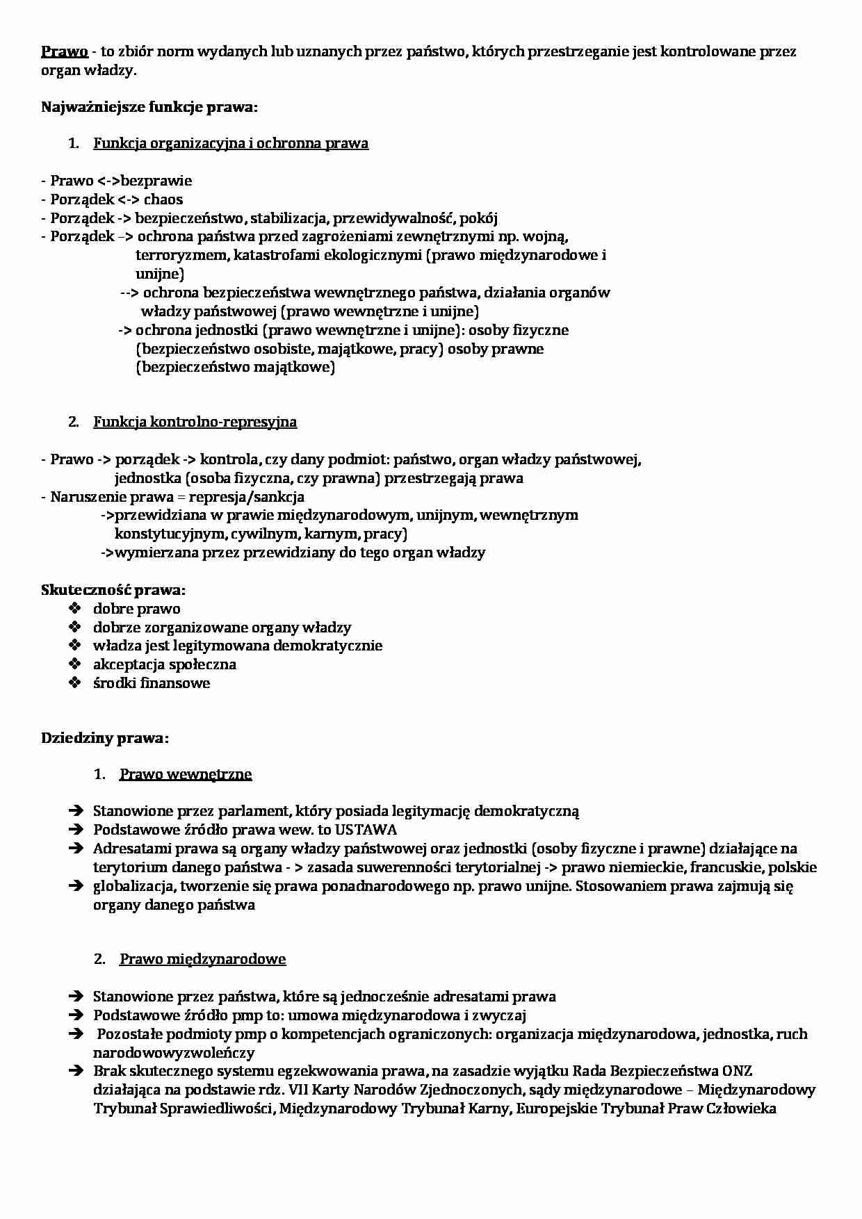 Elementy Prawa - notatki - strona 1