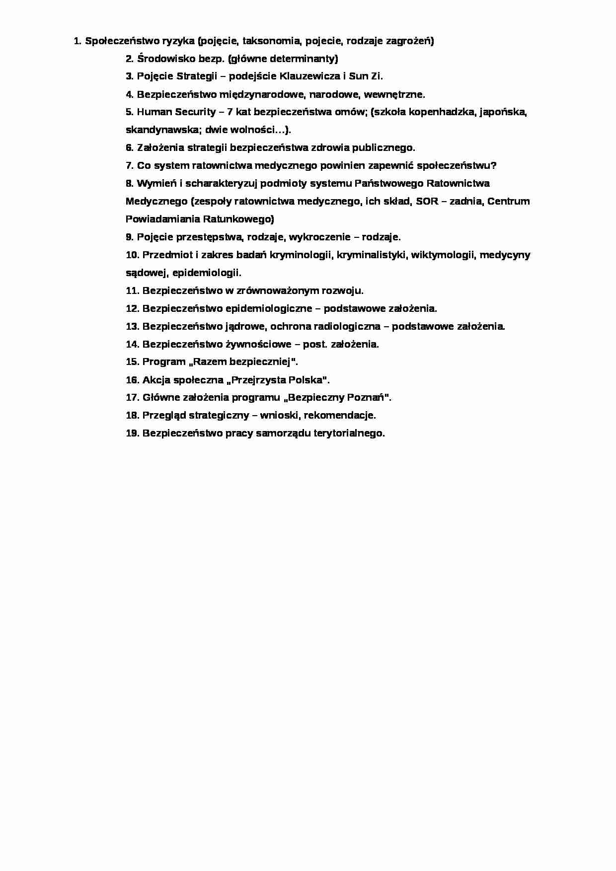 Teoria Bezpieczeństwa - skrypt, egzamin - strona 1