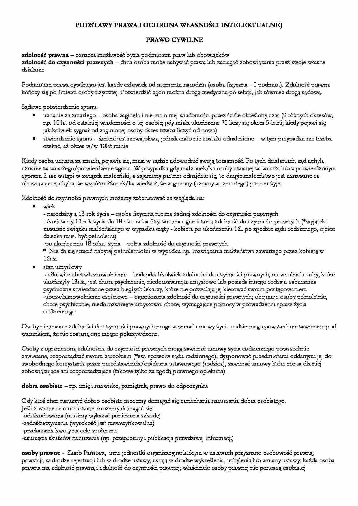 Podstawy prawa - zdolność prawna - strona 1