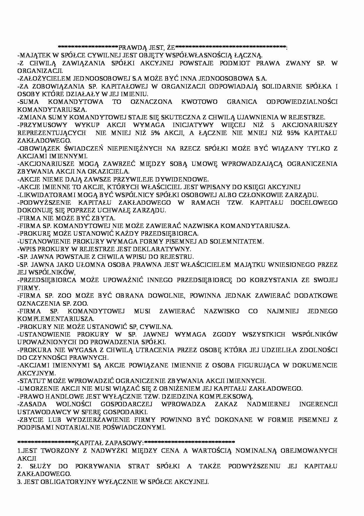 spółki - prawo gospodarcze - strona 1