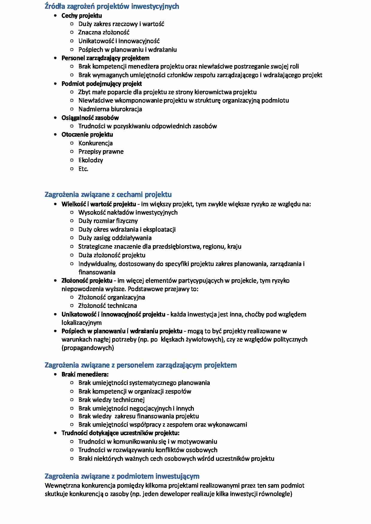 Ryzyko w procesach inwestycyjnych - strona 1
