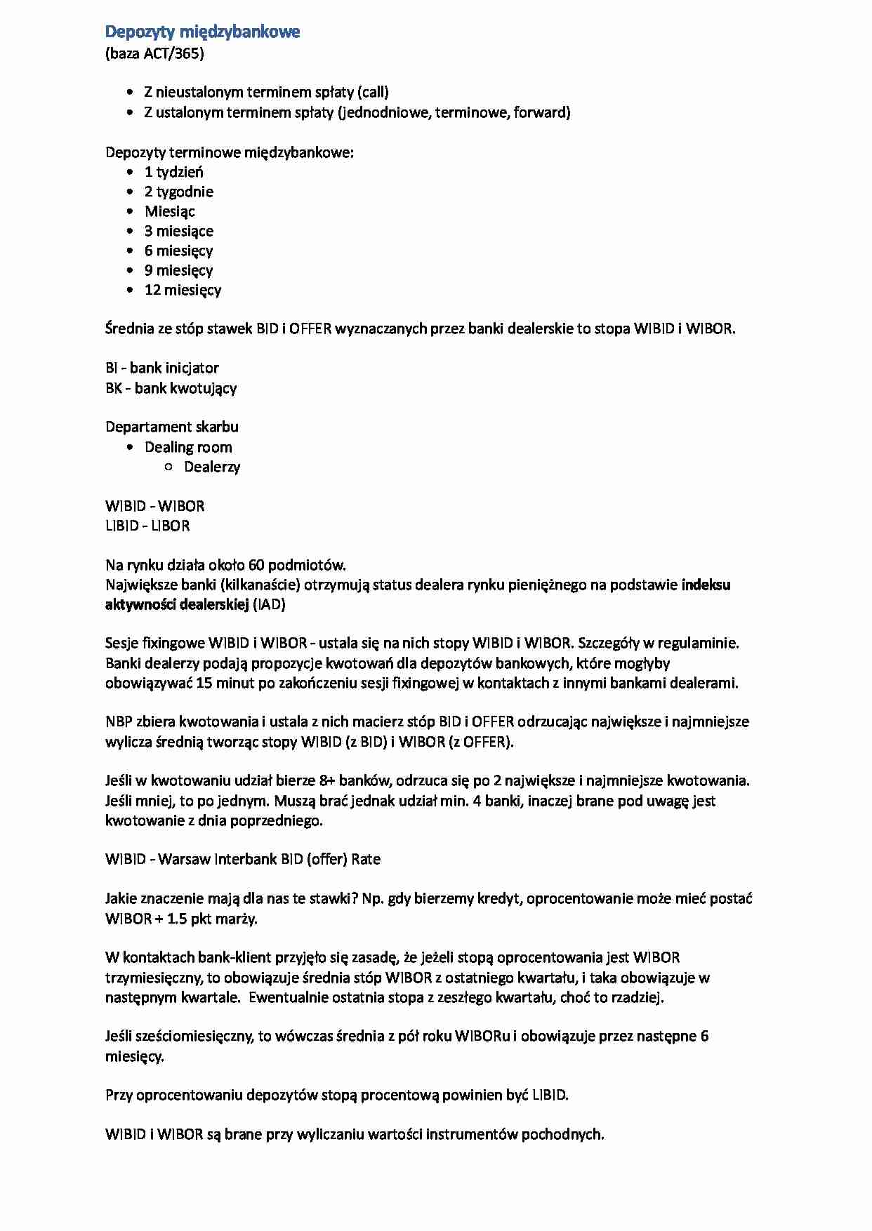 Depozyty międzybankowe - strona 1