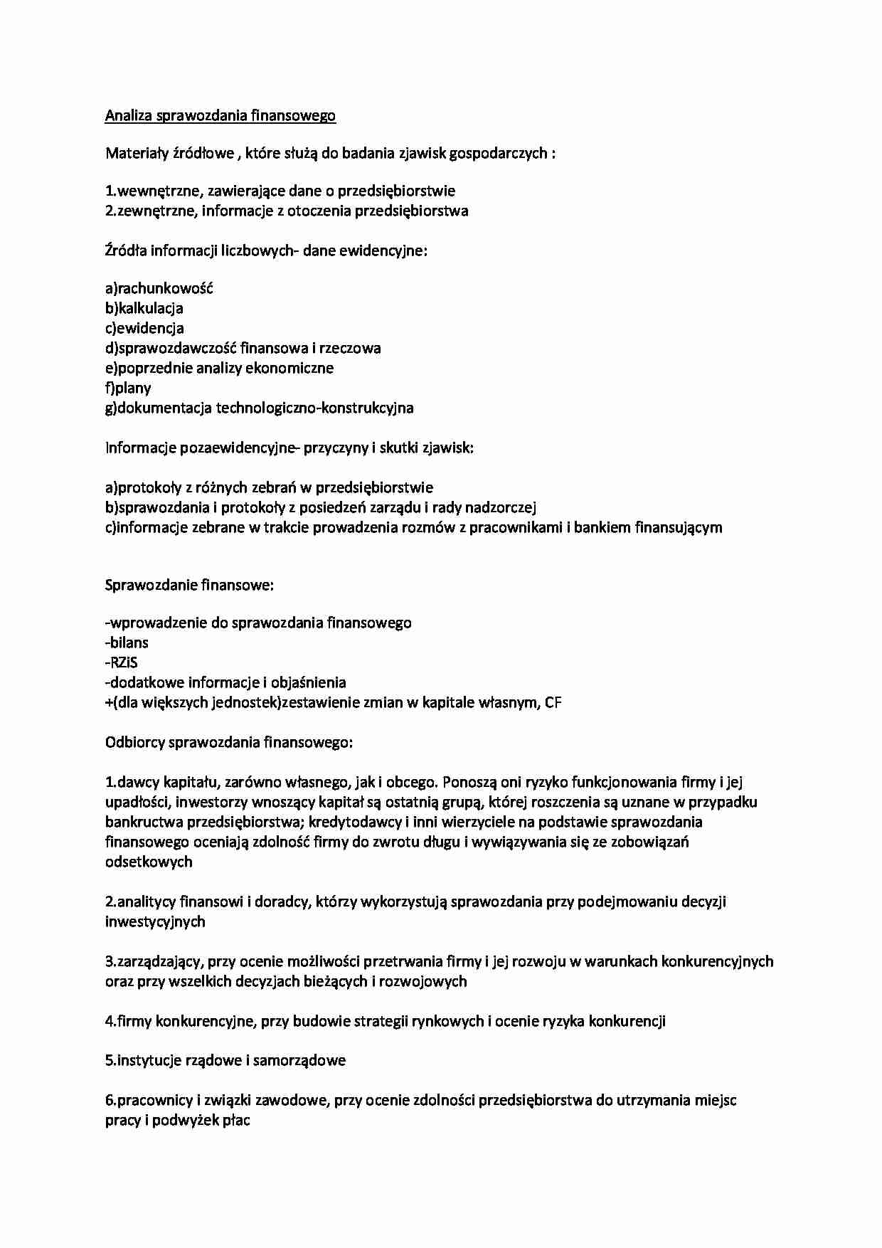 Analiza sprawozdania finansowego - strona 1