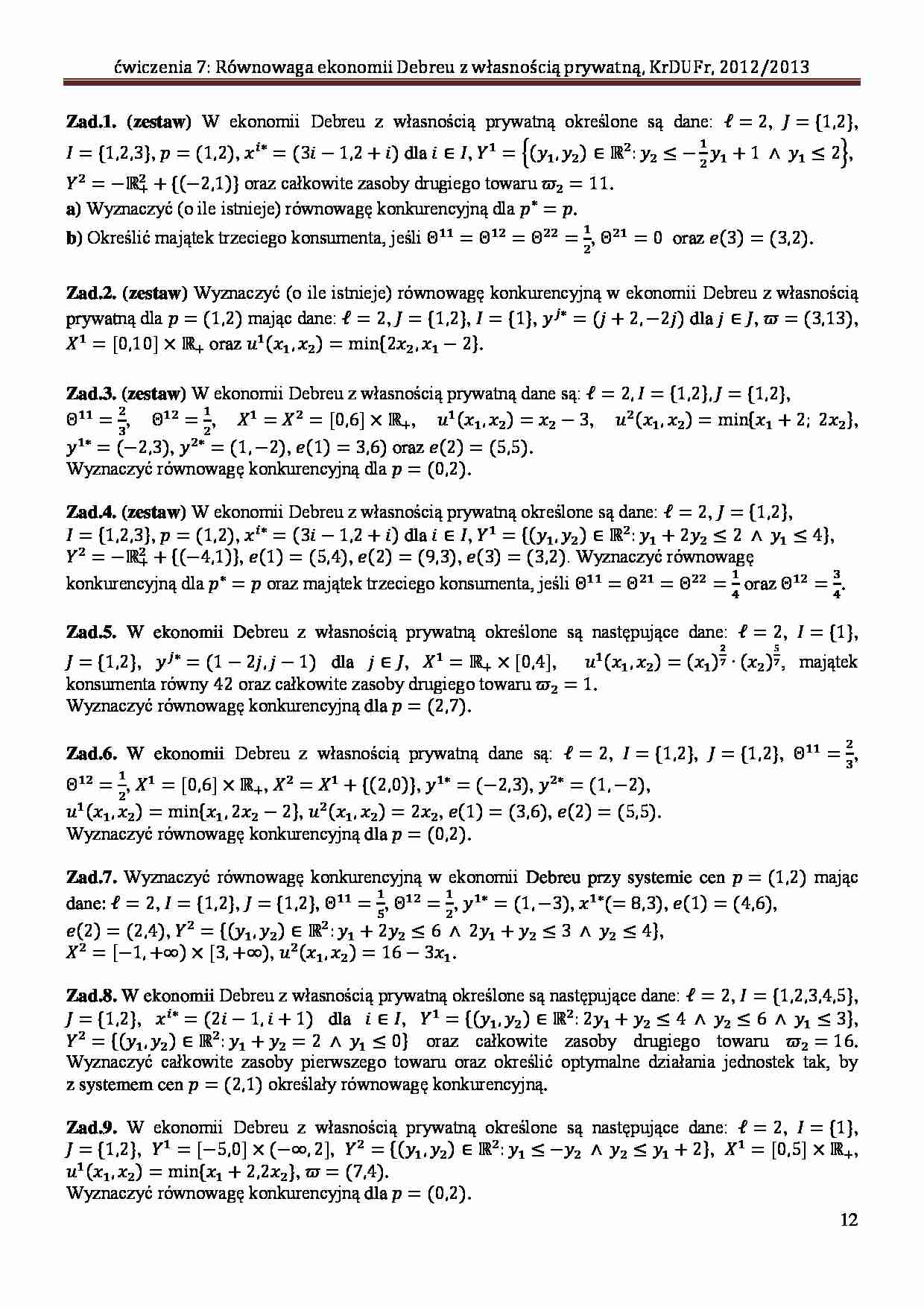 Równowaga ekonomii Debreu. - strona 1
