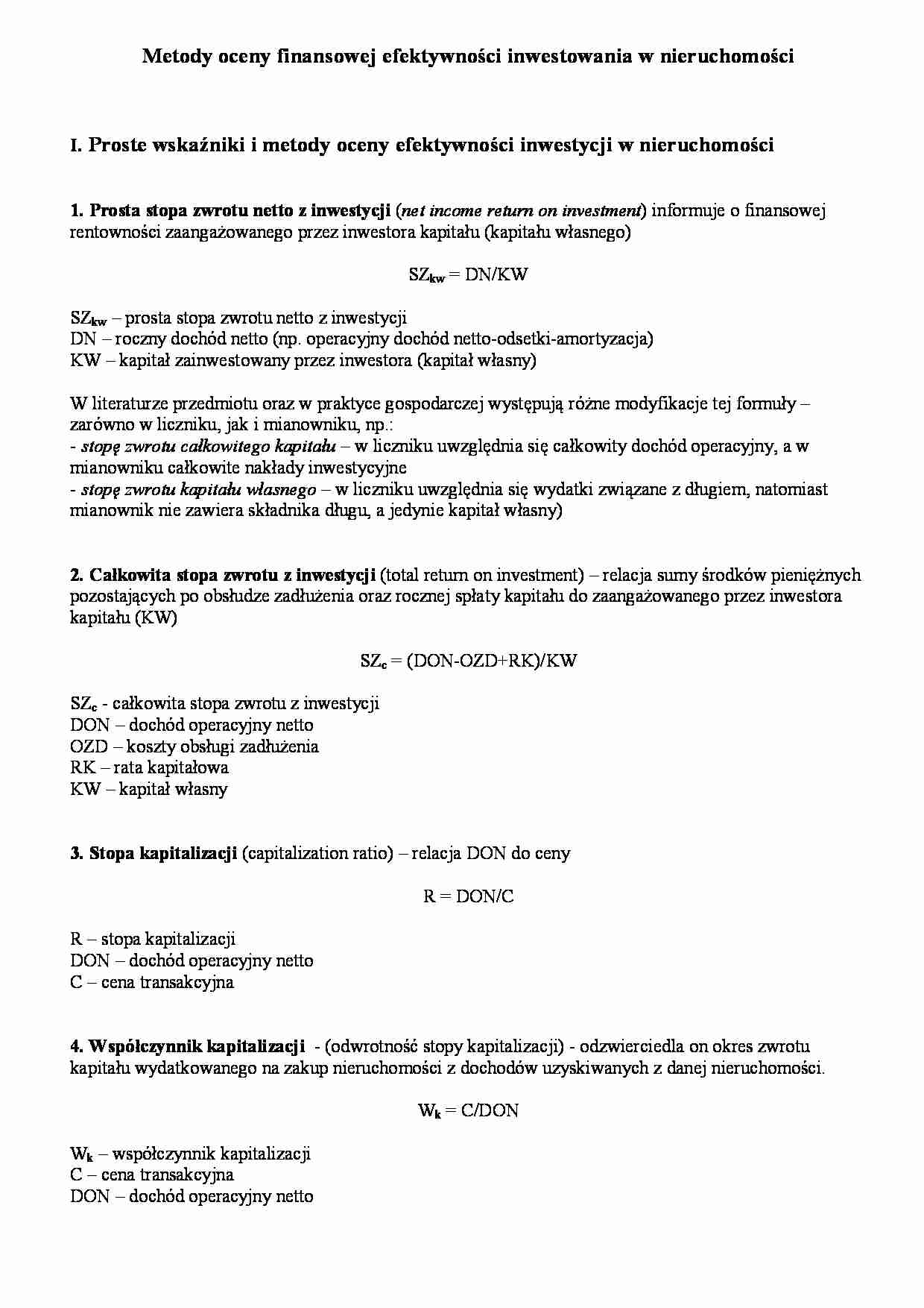 Metody oceny finansowej  - strona 1