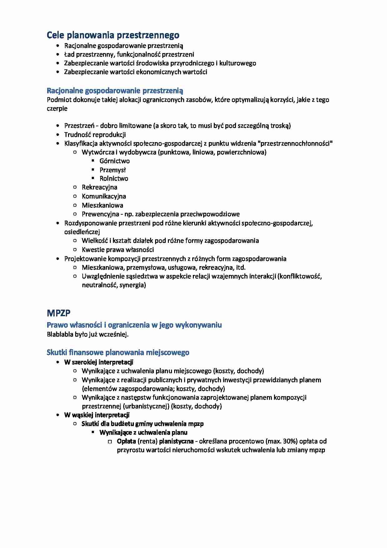 Cele planowania przestrzennego - strona 1