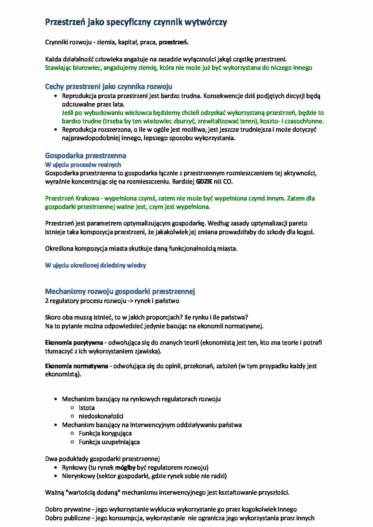 Przestrzeń jako specyficzny czynnik wytwórczy - strona 1