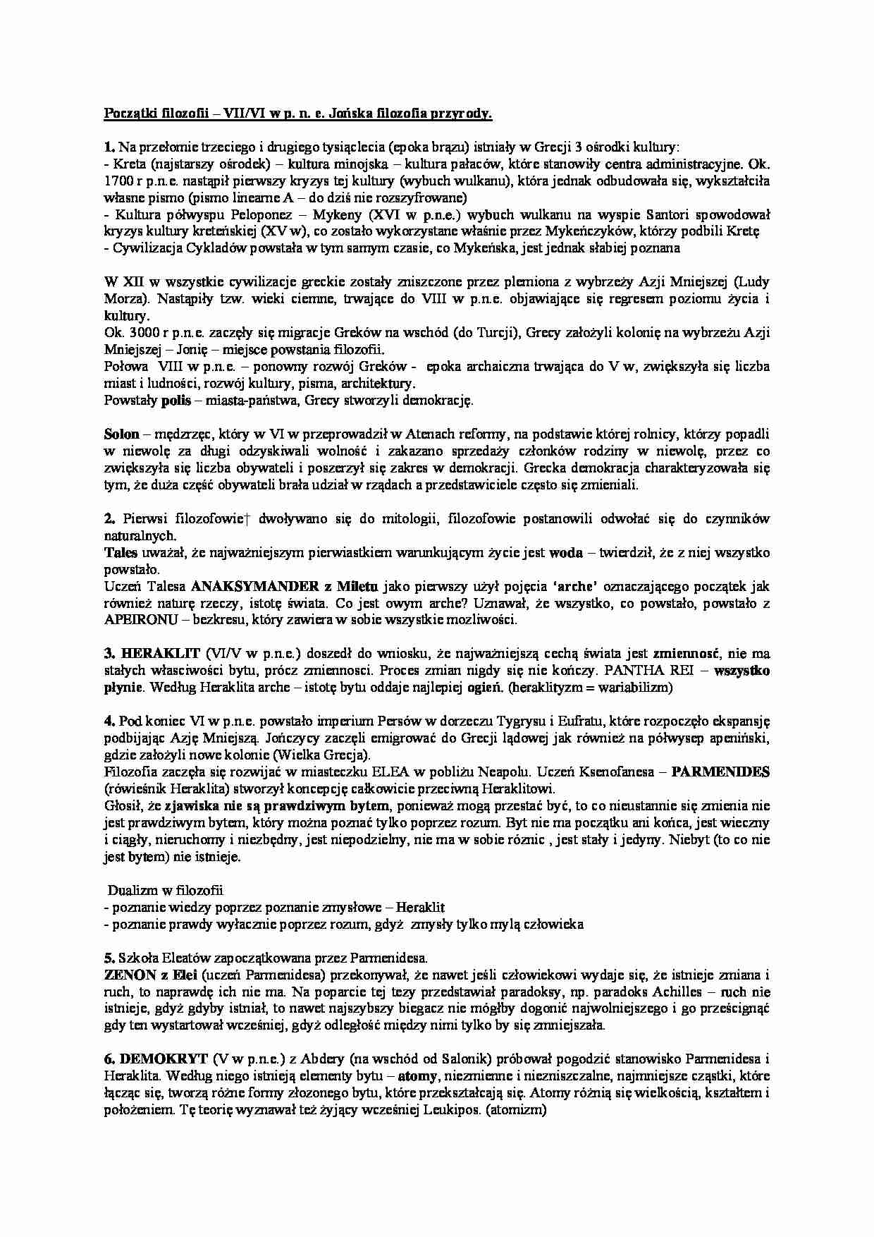 Jońska filozofia przyrody - Solon - strona 1