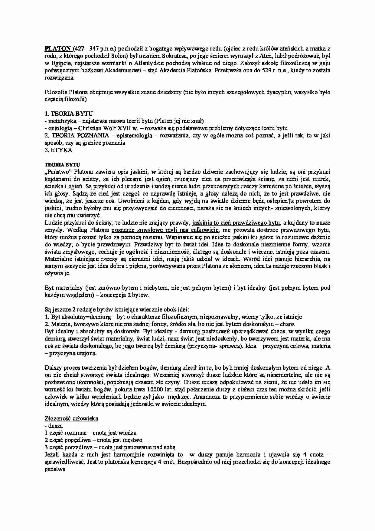 Platon - Teoria bytu - strona 1