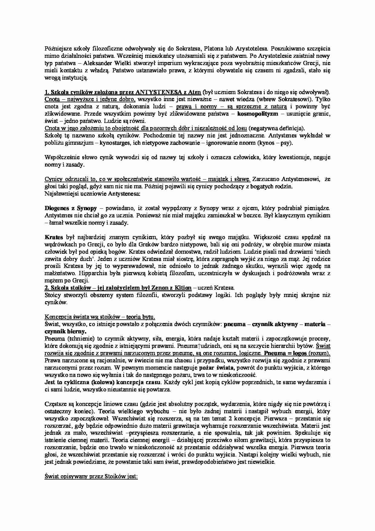 Późniejsze szkoły filozoficzne - strona 1