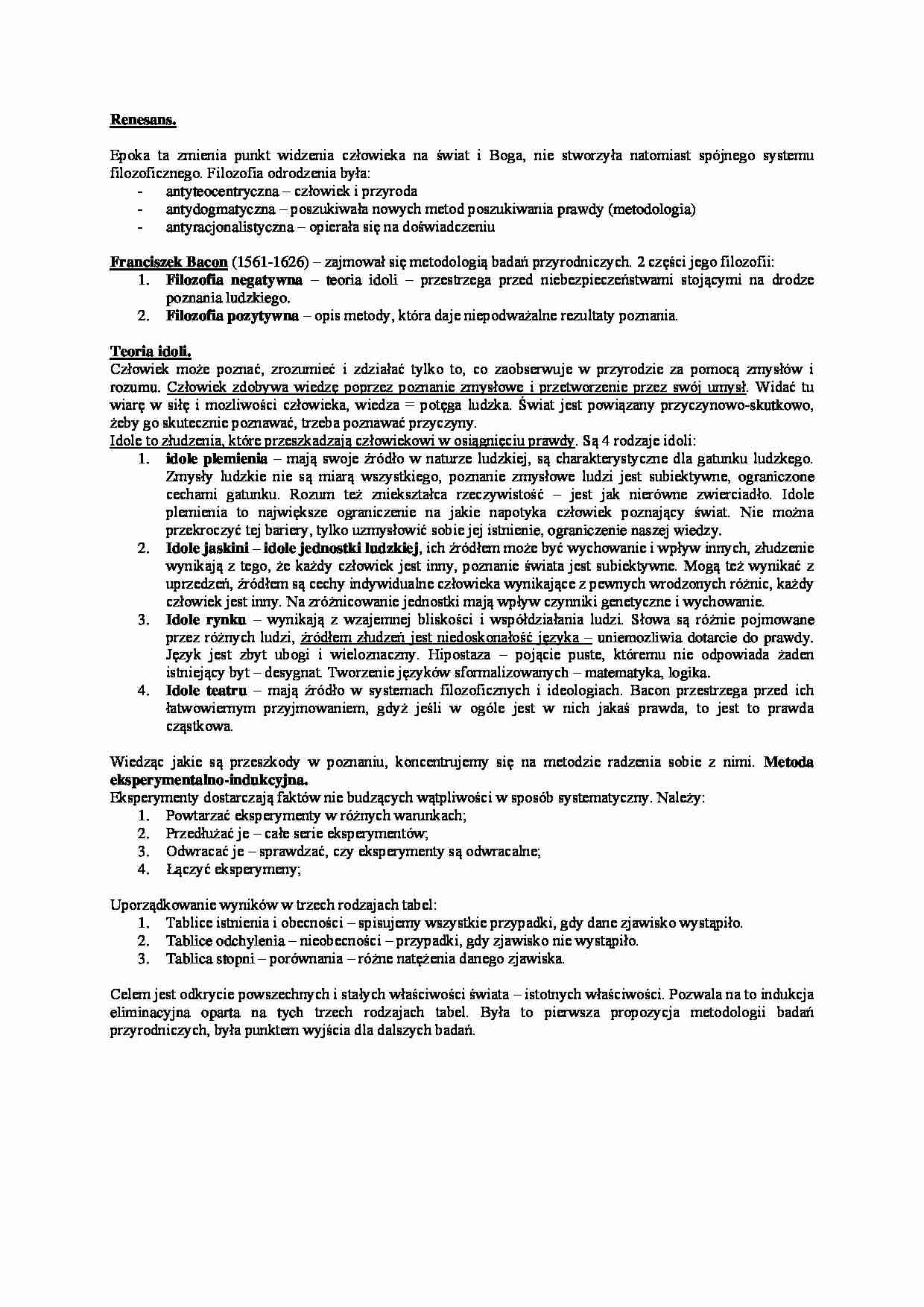 Renesans - Teoria idoli - strona 1