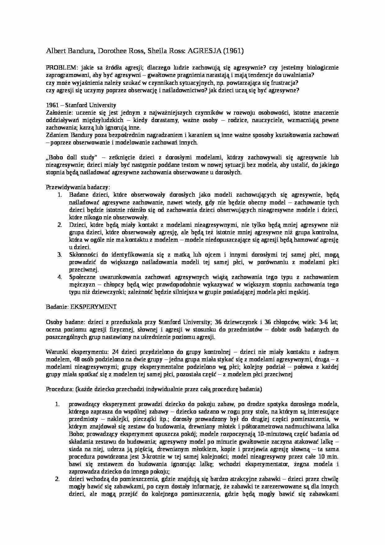 eksp. Bandura, Ross Ross. - strona 1